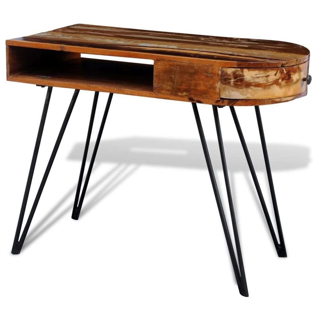 vidaXL Schreibtisch Tisch mit Eisenbeinen Altholz