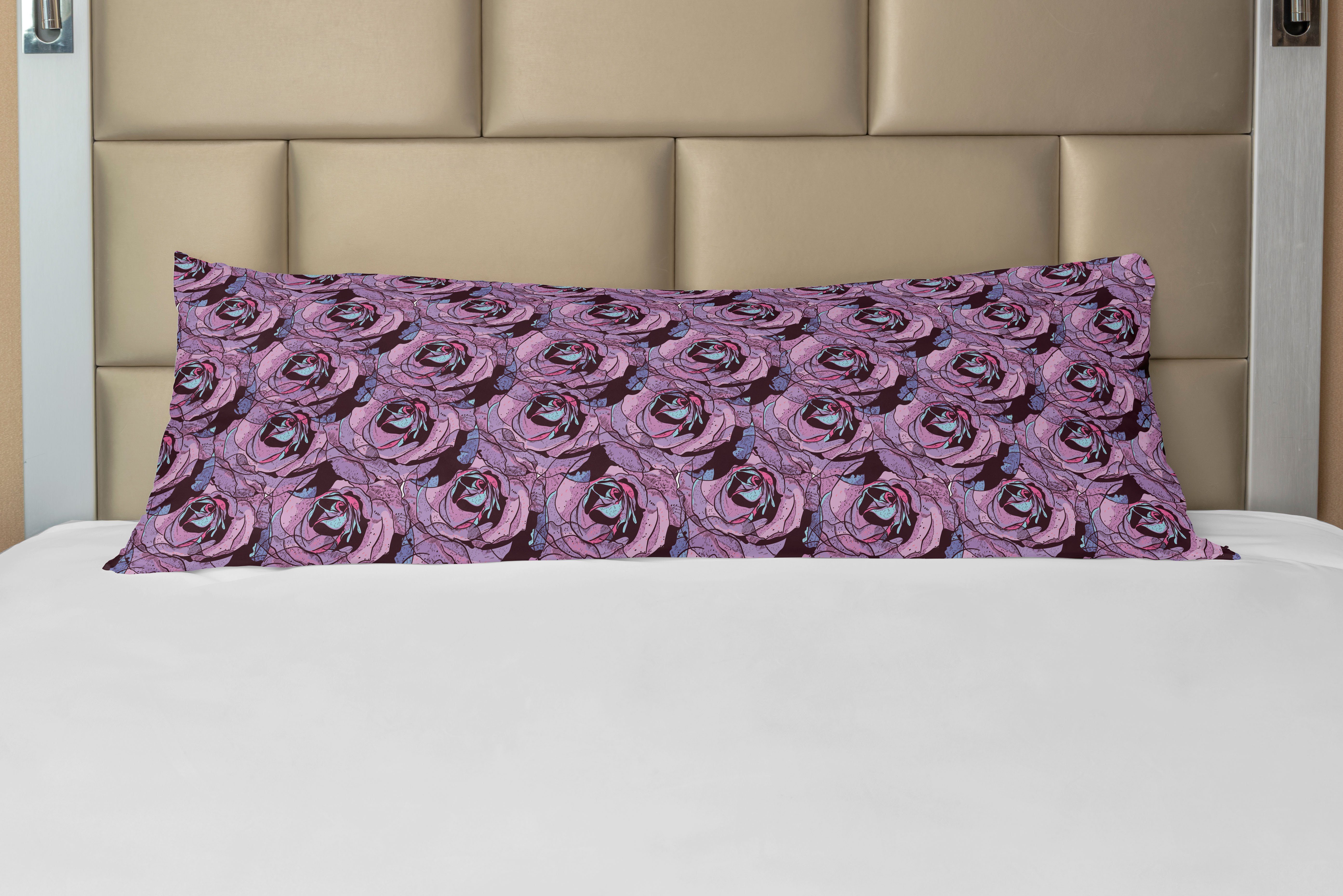 Abstrakt Langer Grunge Kissenbezug, Blumen-Kunst Deko-Akzent Seitenschläferkissenbezug Abakuhaus, Rose