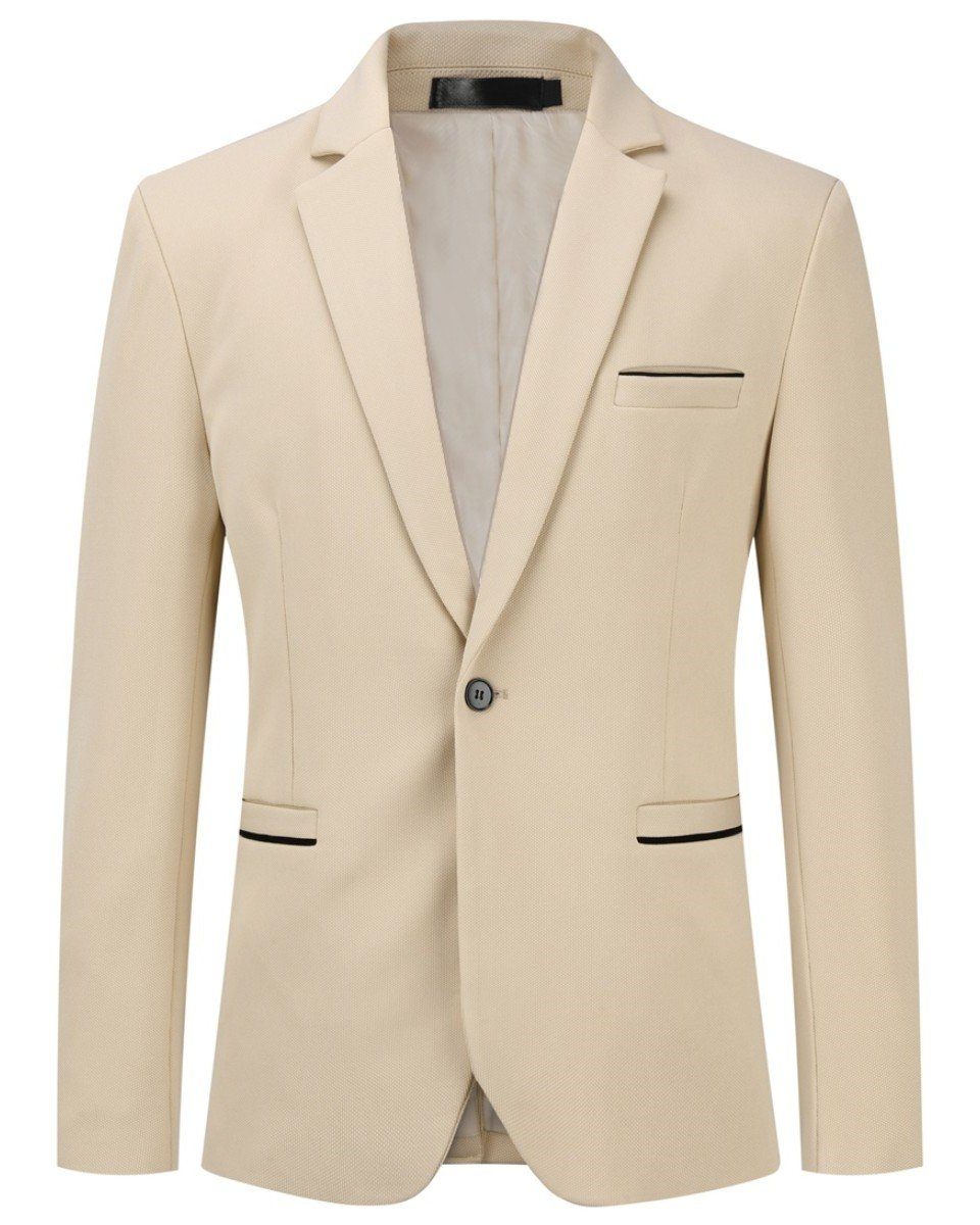 XF1625-01 Blazer mit Reverskragen Herren Anzugsakko 1 klassischem Allthemen Khaki Knopf