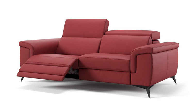 Sofanella 3-Sitzer Sofanella 3-Sitzer AMARO Ledercouch Sofa Ledergarnitur in Rot
