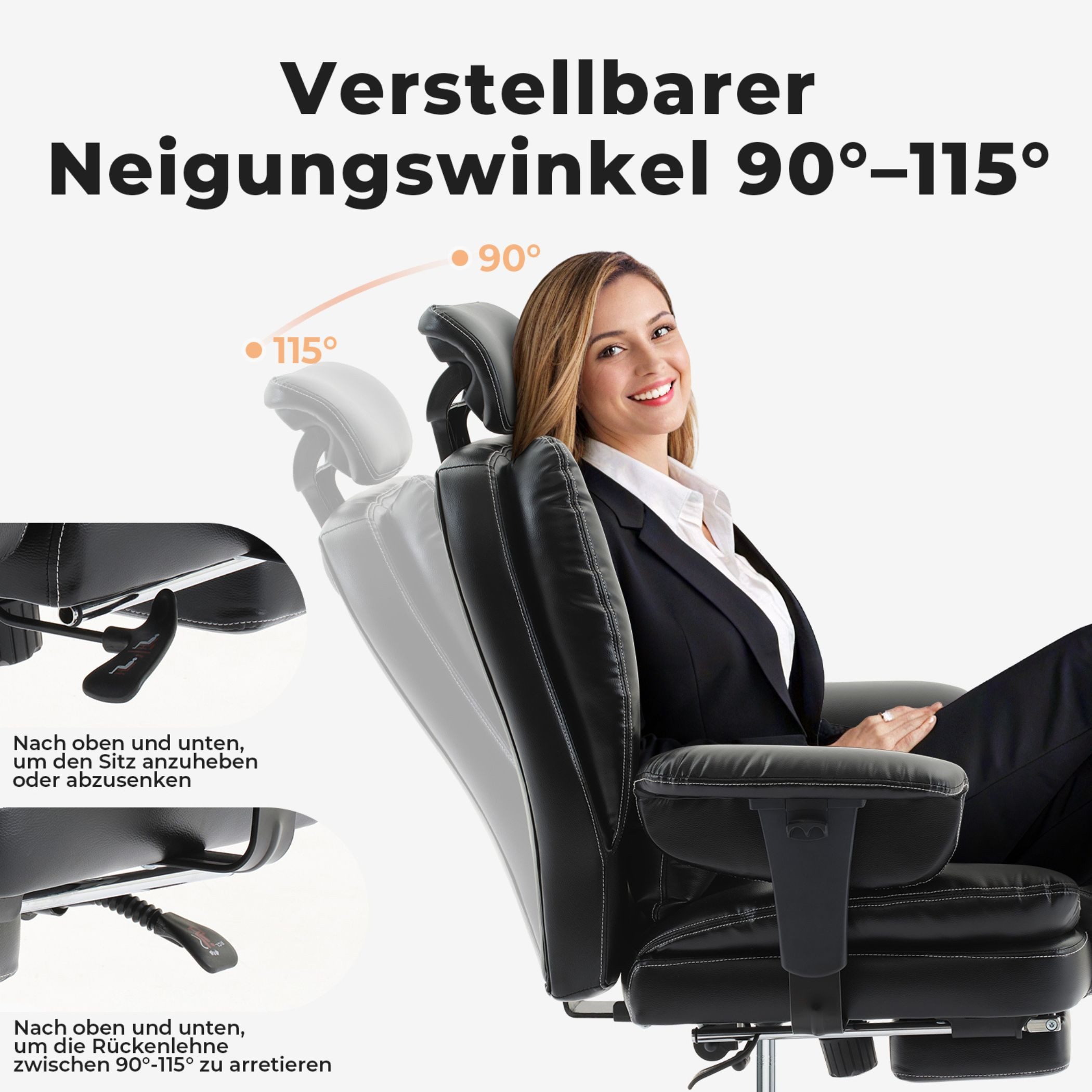 SeedWave Chefsessel Bürostuhl mit Fußstütze, Anhebbarer günstig online kaufen