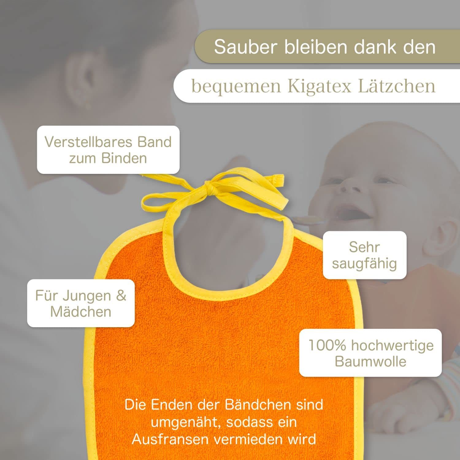 KiGATEX Lätzchen Multicolor, (Spar-Set, 10er Pack), Walkfrottier