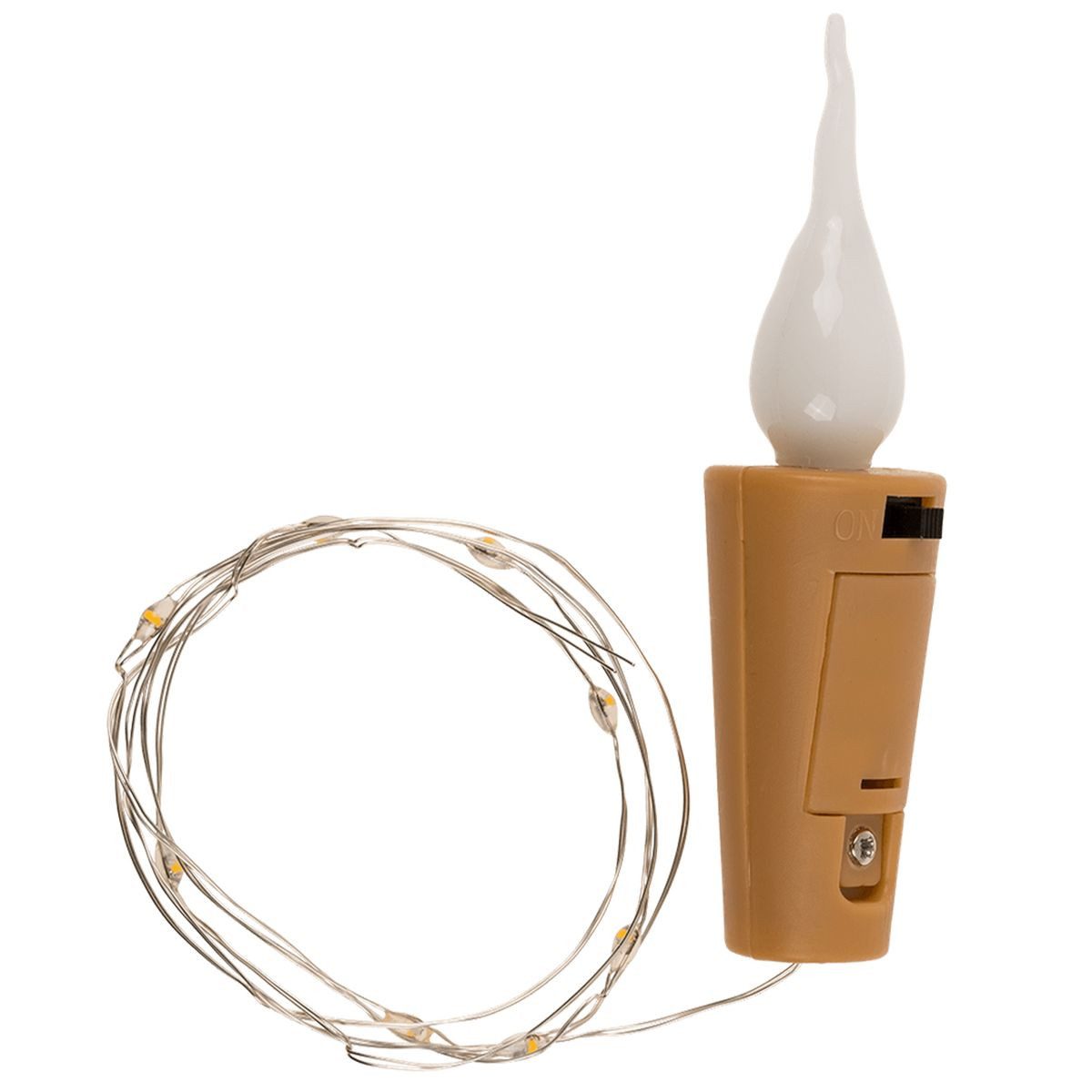 OOTB Lichterkette 8 LED Lichterkette Flaschenkorken mit LED Kerzenflamme warmweiß, inkl. Batterien