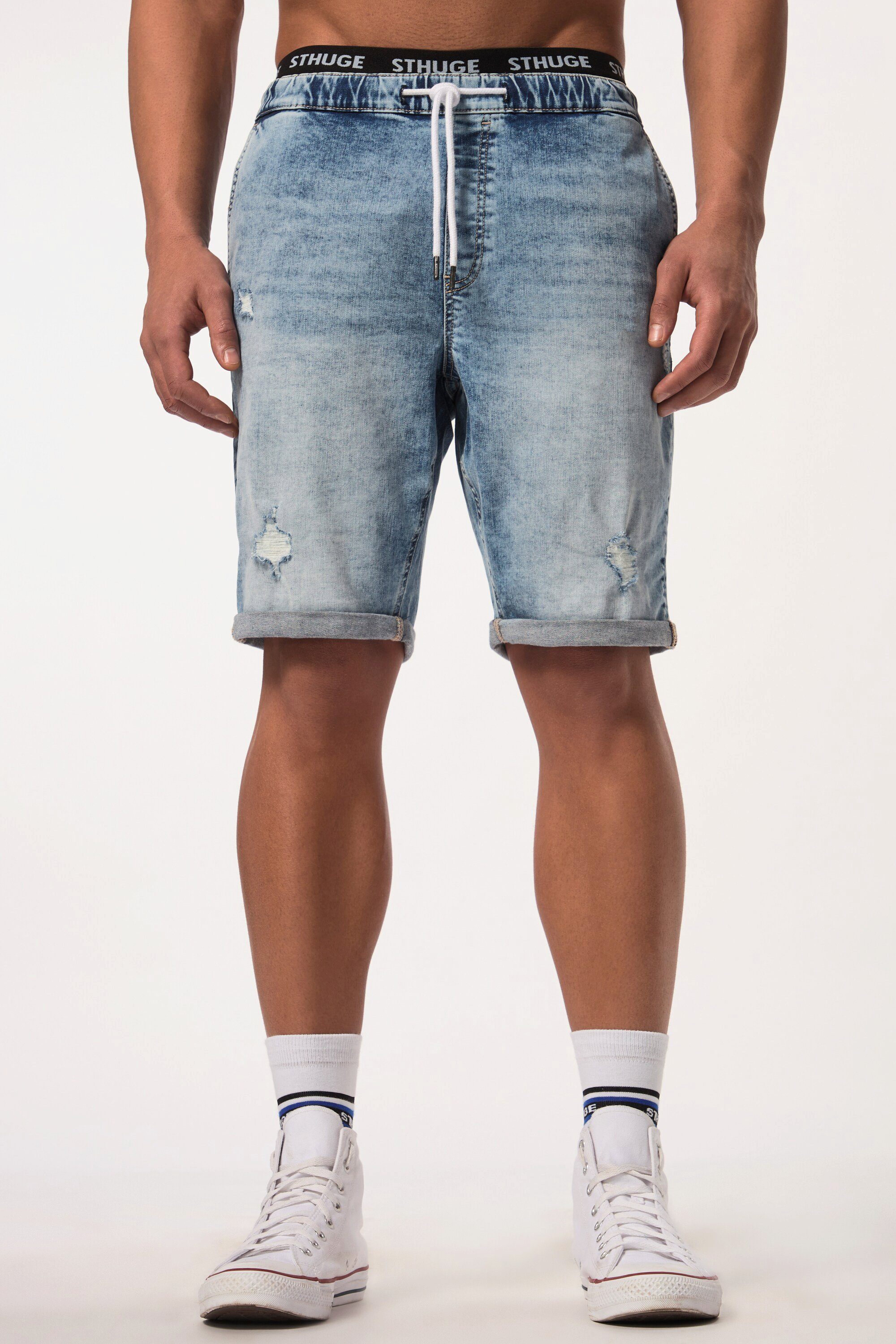 STHUGE Jeansbermudas Jeans-Bermuda FLEXLASTIC® Denim destroyed