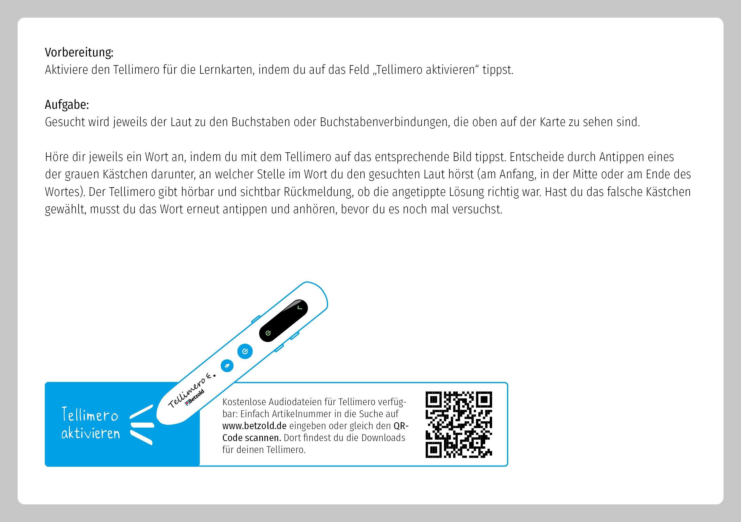 Tellimero Lernspielzeug EDU Hörkarten Lernkarten Buchstaben