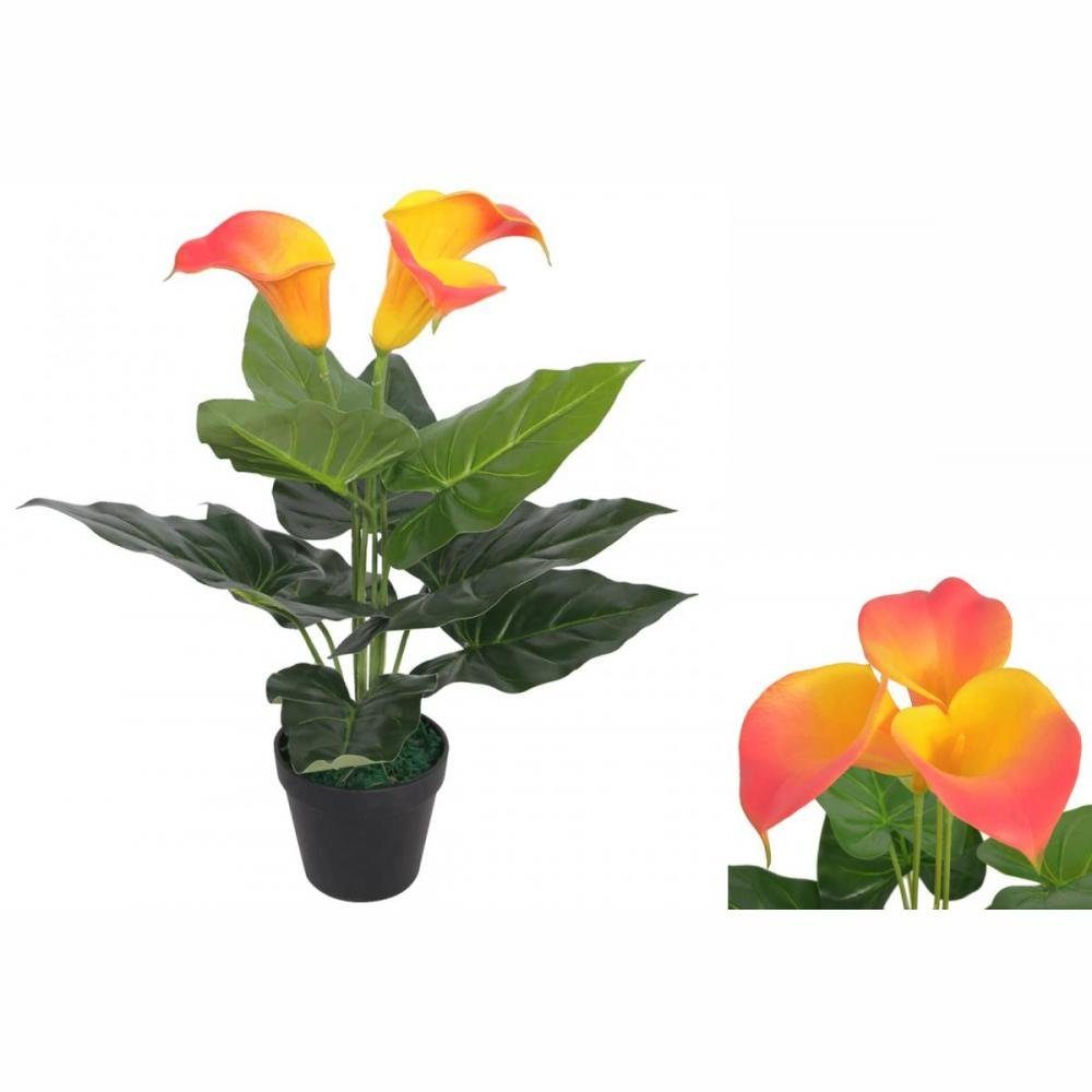 Künstliche Zimmerpflanze Künstliche Calla-Lilie mit Topf 45 cm Rot und Gelb Pflanze realistisch, vidaXL, Höhe 0 cm