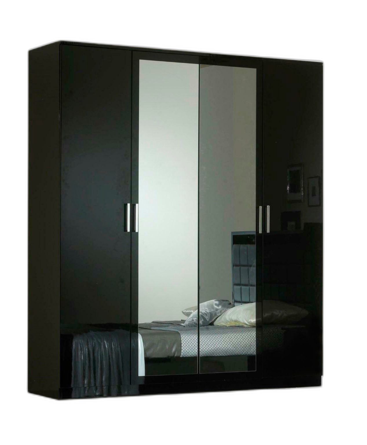 Xlmoebel Kleiderschrank Luxus Kleiderschrank in Hochglanz mit Holzdetails (1-St., Kleiderschrank) Hergestellt in Europa