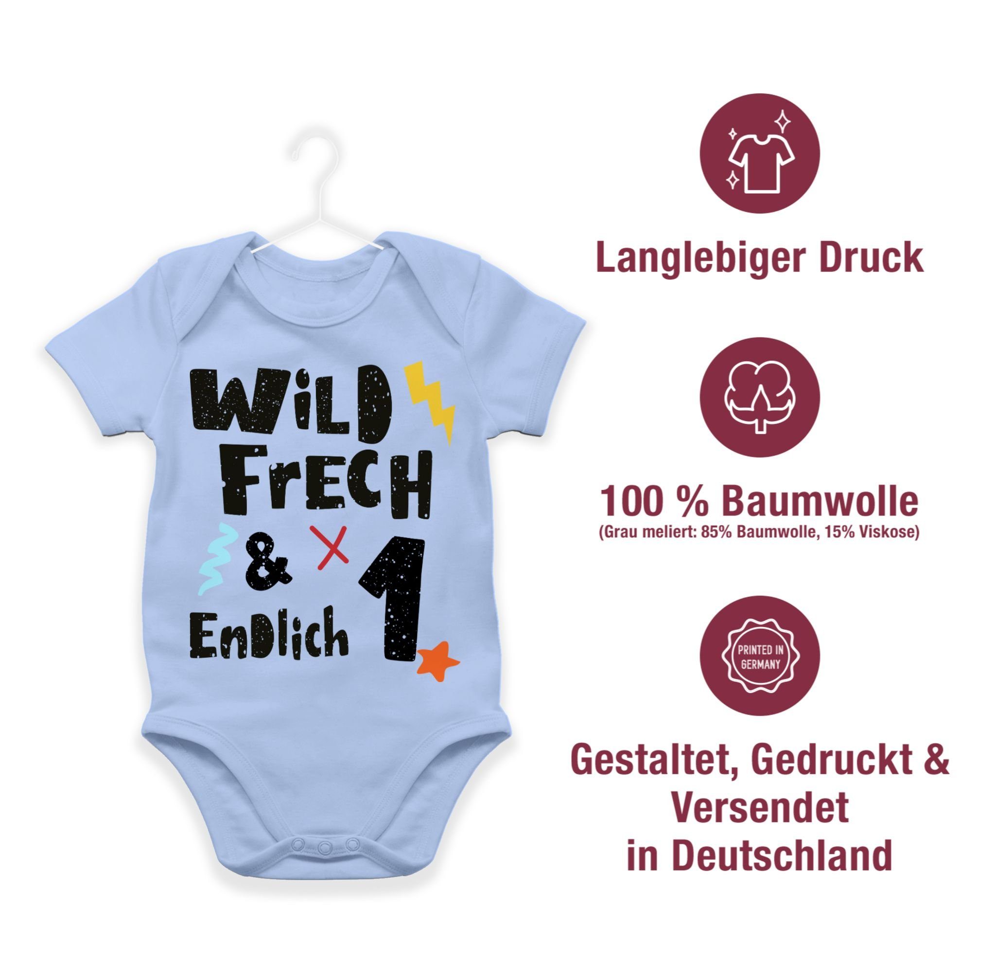 Babyblau - frech Shirtbody und Geburtstag 3 Jahr 1 endlich Wunderbar 1. Wild ein Shirtracer