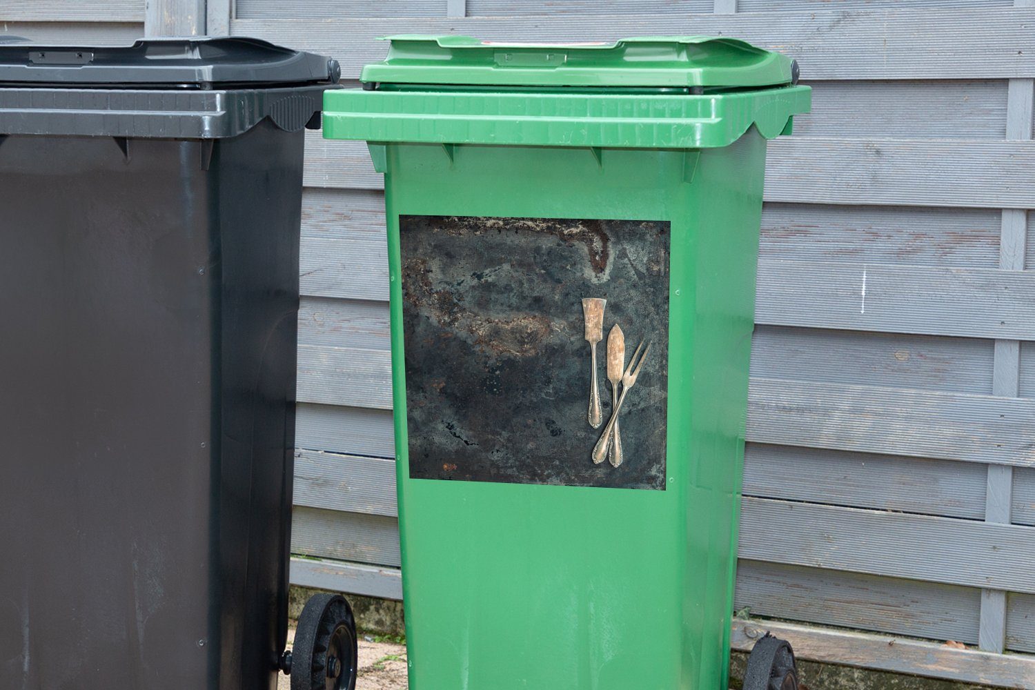 Wandsticker Container, - (1 MuchoWow Abfalbehälter Küchenutensilien Mülltonne, Rustikal - St), Vintage Sticker, Mülleimer-aufkleber,