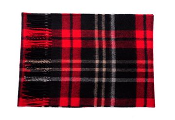 MayTree Kaschmirschal Unisex, 180 x 30cm, mit Fransen, Tartan Rot, (Stück, 1-St), 100% Kaschmir