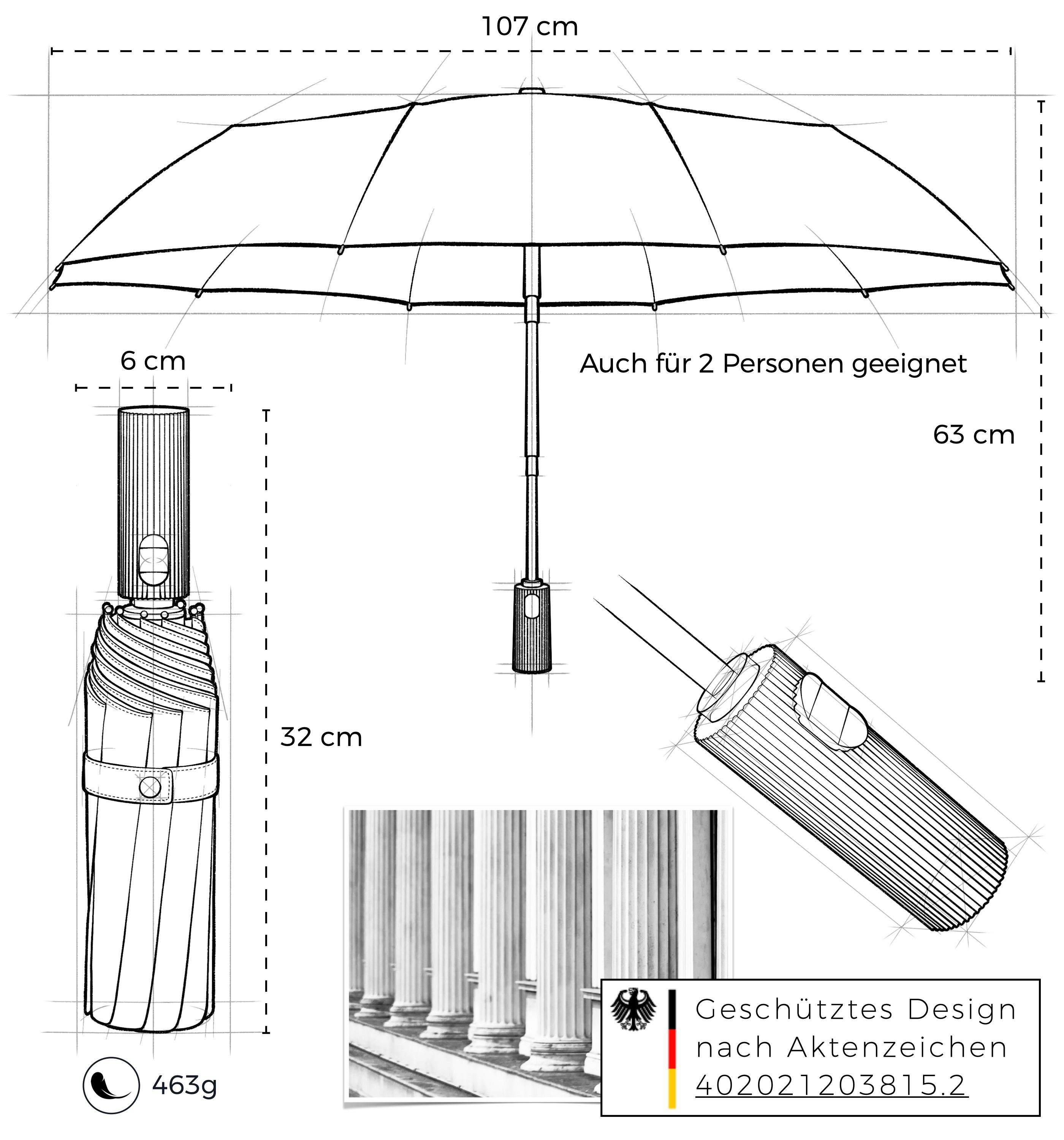 Design Taschenregenschirm Sapor Design Schwarz Sapor ICONIC Taschenschirm