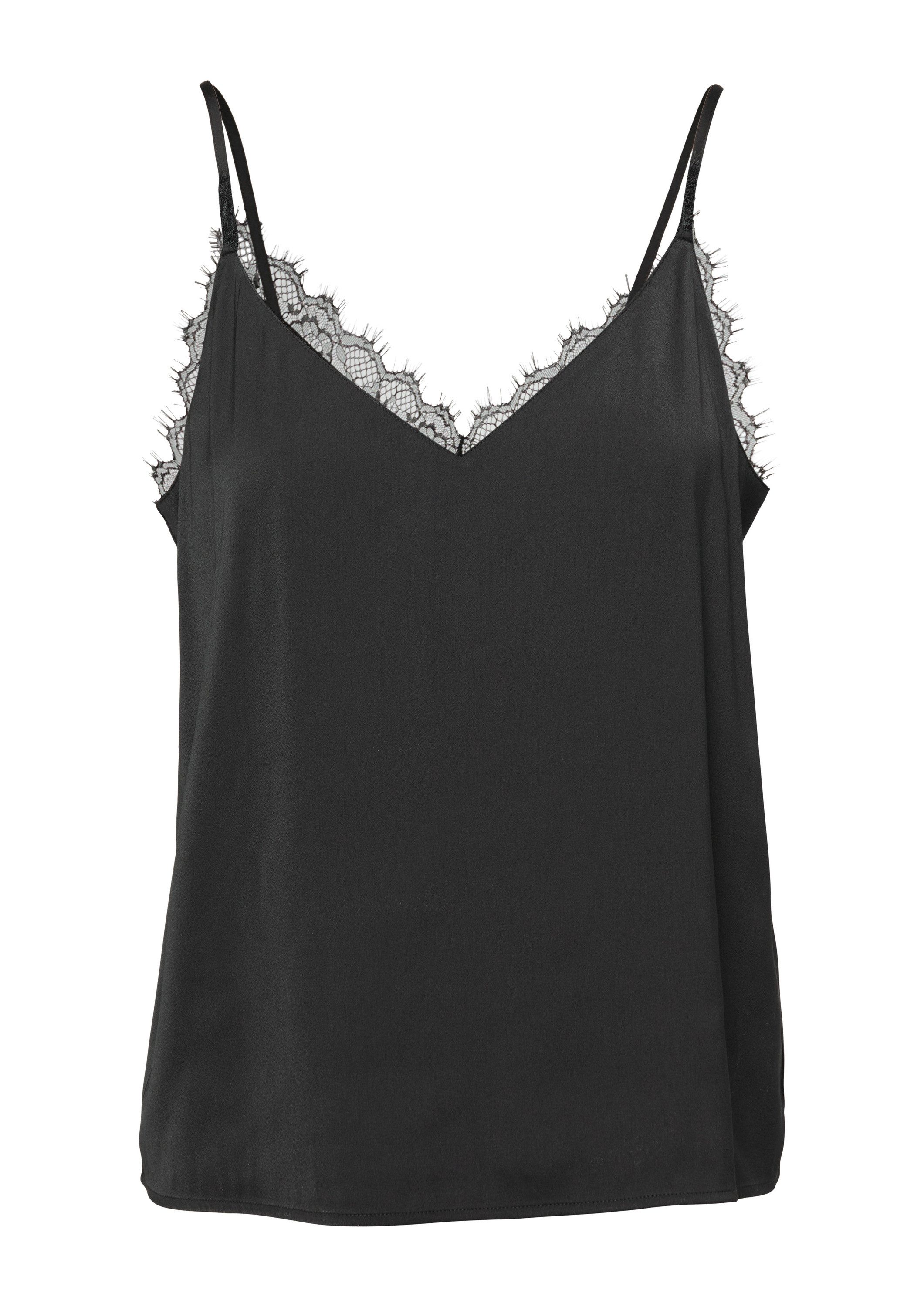 comma Blusentop Bluse Satintop mit Spitzen-Details und verstellbaren Träger günstig online kaufen