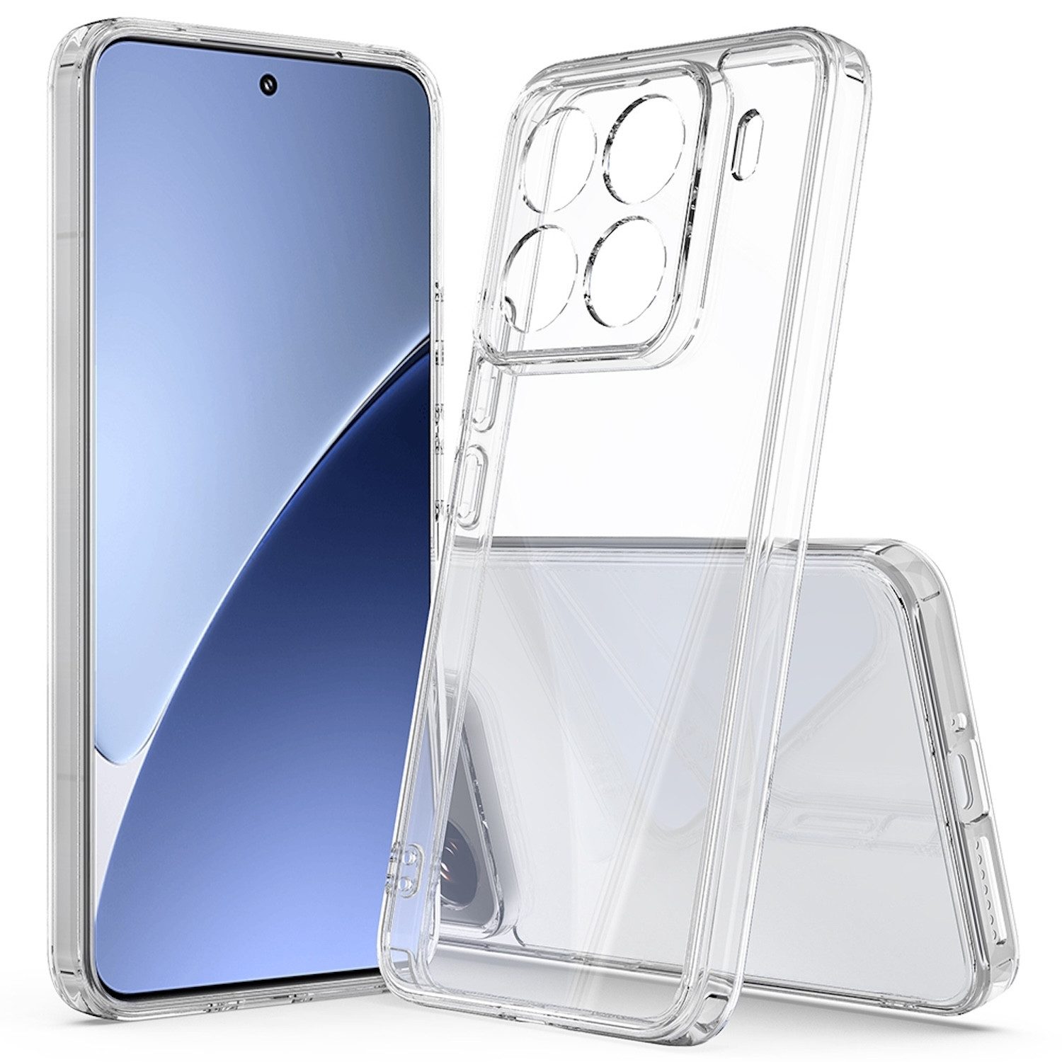 Wigento Handyhülle Für Xiaomi 15 Pro Silikon TPU Schutz Handy Hülle Cover Transparent, Stoßfeste TPU Hülle mit rutschfestem Design
