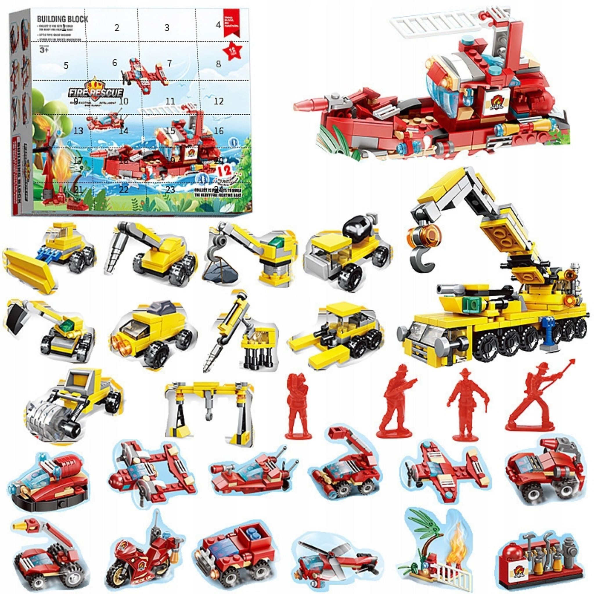 Festivalartikel Adventskalender Adventskalender mit 24 Baustein-Spielzeugen für Kinder