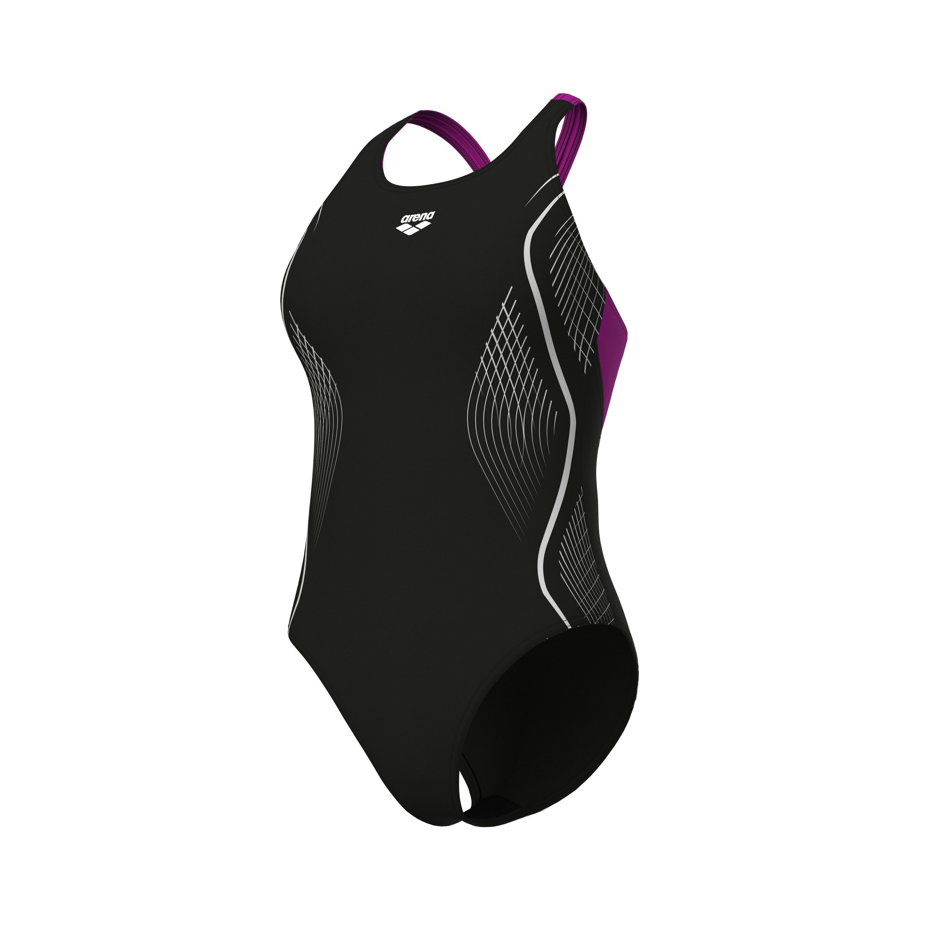 Arena Badeanzug WOMEN'S ARENA GRID SWIMSUIT V BACK GRAPHIC