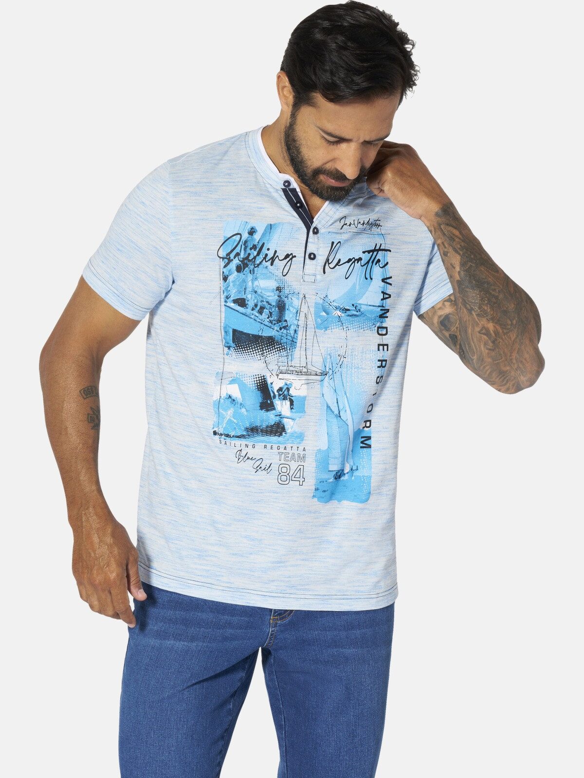 Jan Vanderstorm T-Shirt TJELVAR mit großem Boot-Print