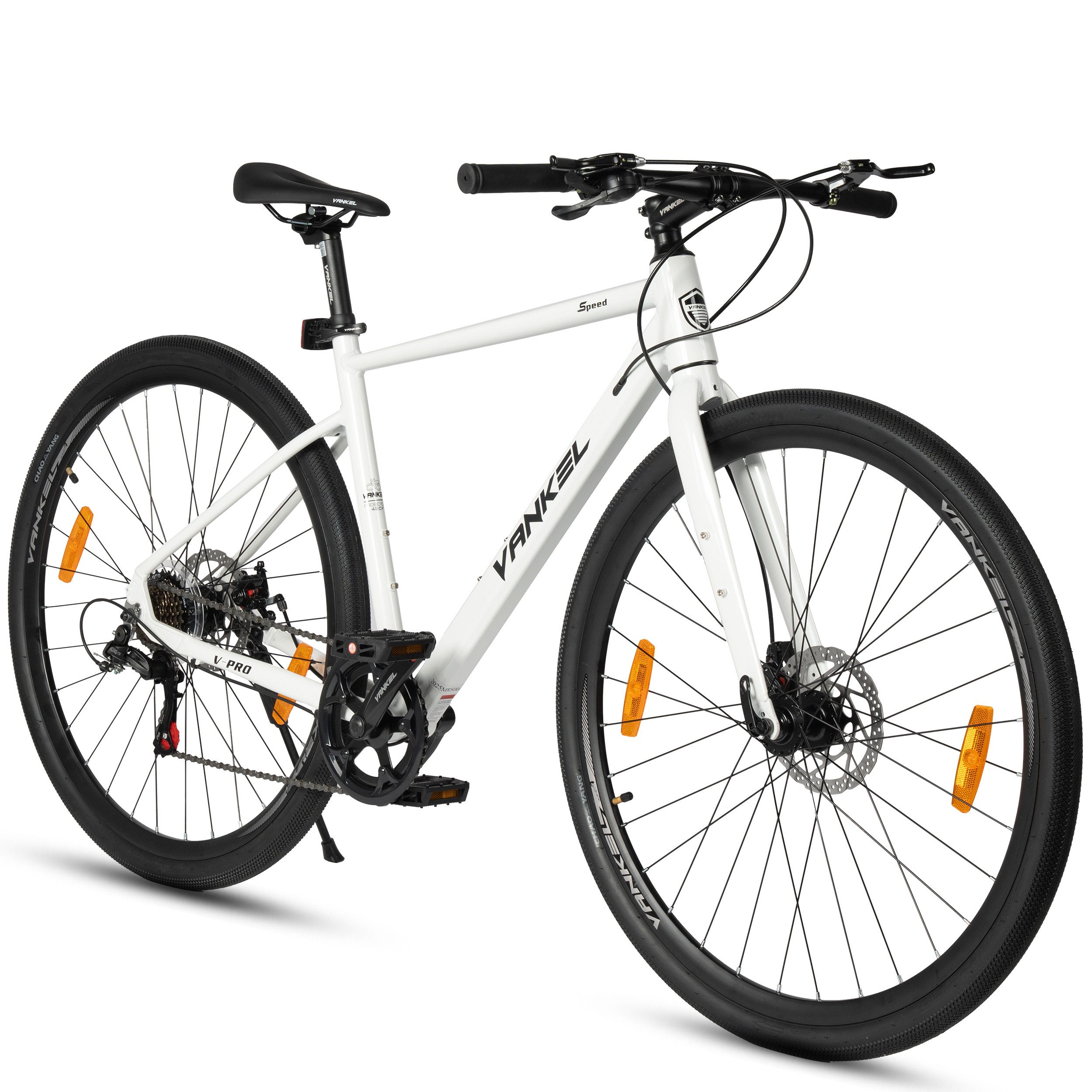 Vankel Mountainbike 28 Zoll, Hardteil, Fahhrad, für Damen und Herren, Shimano Schaltwerk, 7 Gang Shimano RD-TZ500 Schaltwerk, Aluminiumrahmen, komfortables Stadtrad 42cm Rahmenhöhe