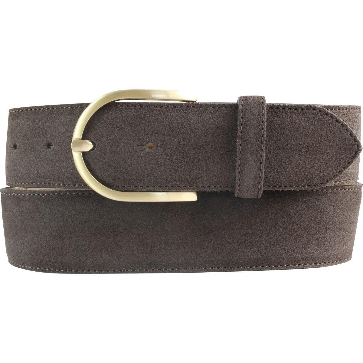 BELTINGER Ledergürtel Damen-Gürtel - - 40mm Wi Dunkelbraun, Velour-Gürtel 4 für Gold Veloursleder Damen cm aus