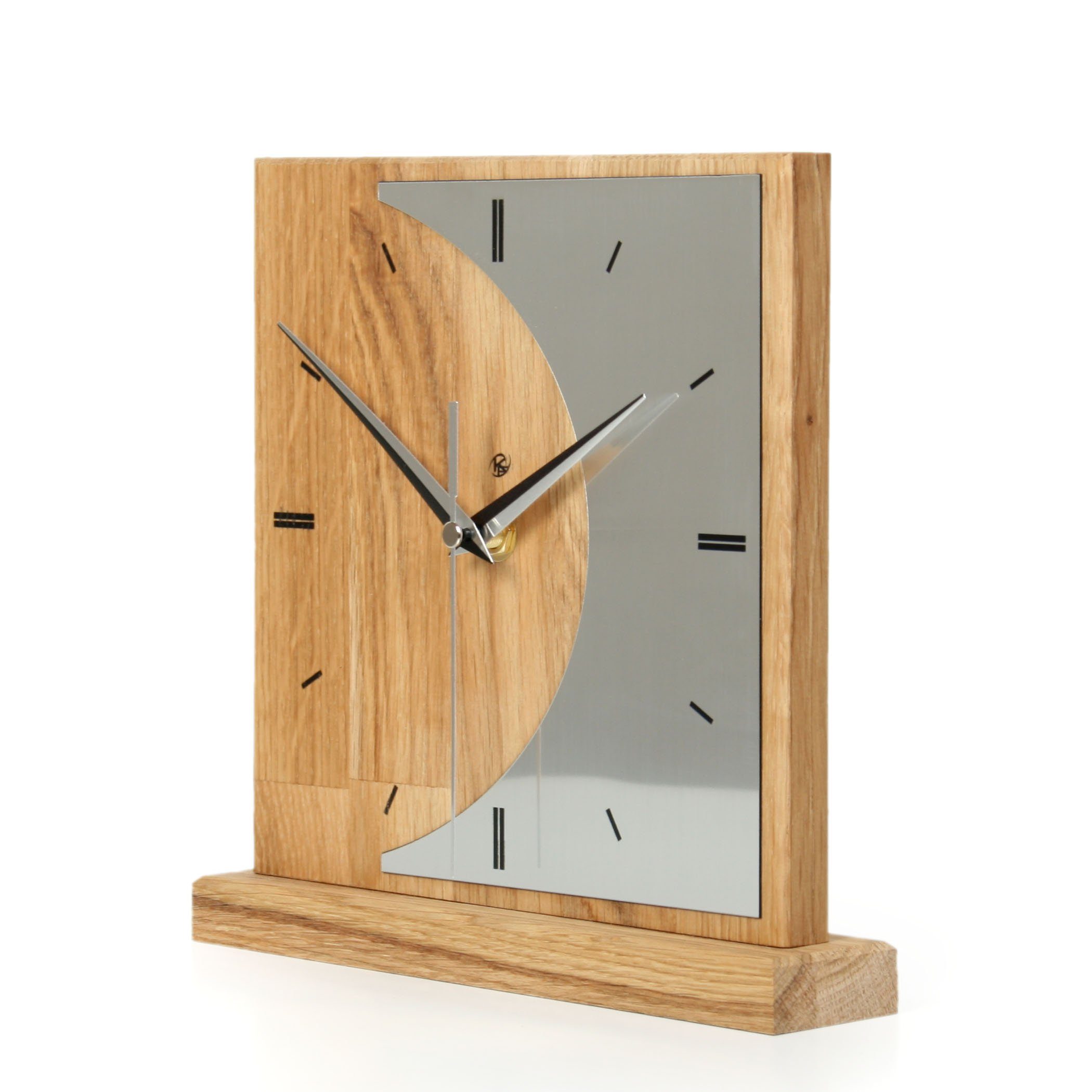Kreative Feder Standuhr Designer-STANDUHR „Silvermoon“ aus Massivholz, ohne Ticken, Funk- oder Quarzuhrwerk, elegant, außergewöhnlich, modern – Bild 4 von 5