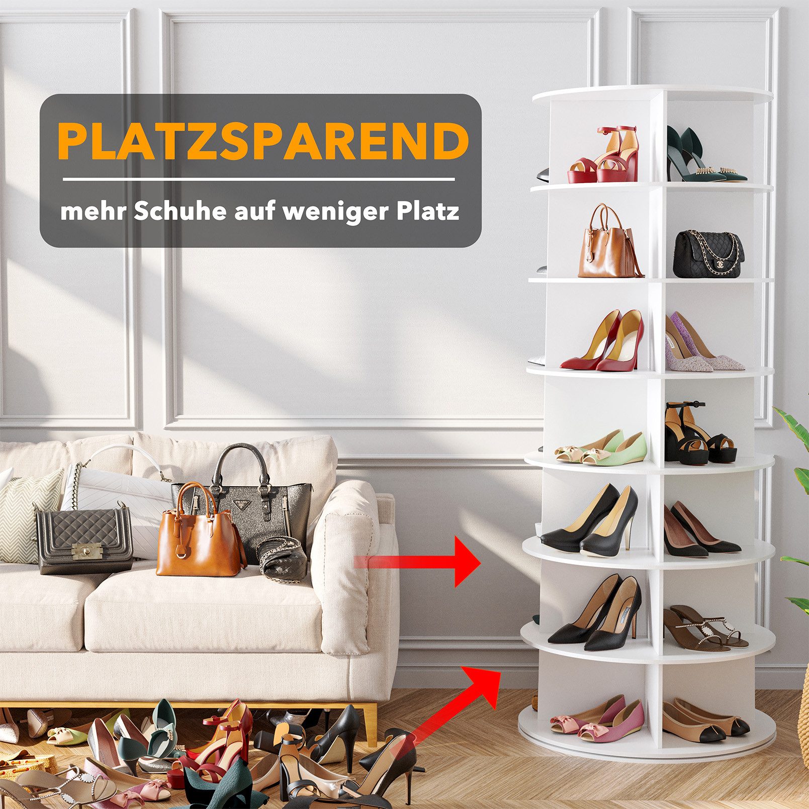 SpaceAid Bücherregal Drehbares Schuhregal, mit 7 günstig online kaufen