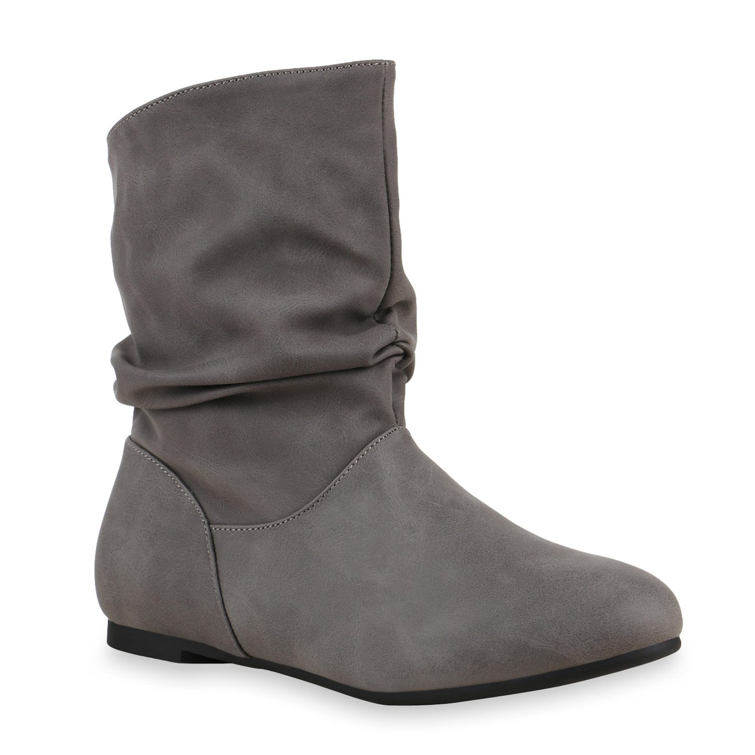 VAN HILL 902283 Schlupfboots Damen Schlupfstiefel Leder-Optik Stiefeletten Bequeme