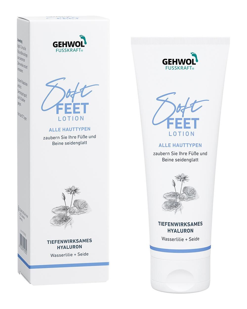 Eduard Gerlach GmbH Fußcreme Gehwol Fusskraft Soft Feet Lotion mit Wasserlilienextrakt für seidengl Packung, zieht schnell ein und ist für Diabetiker geeignet