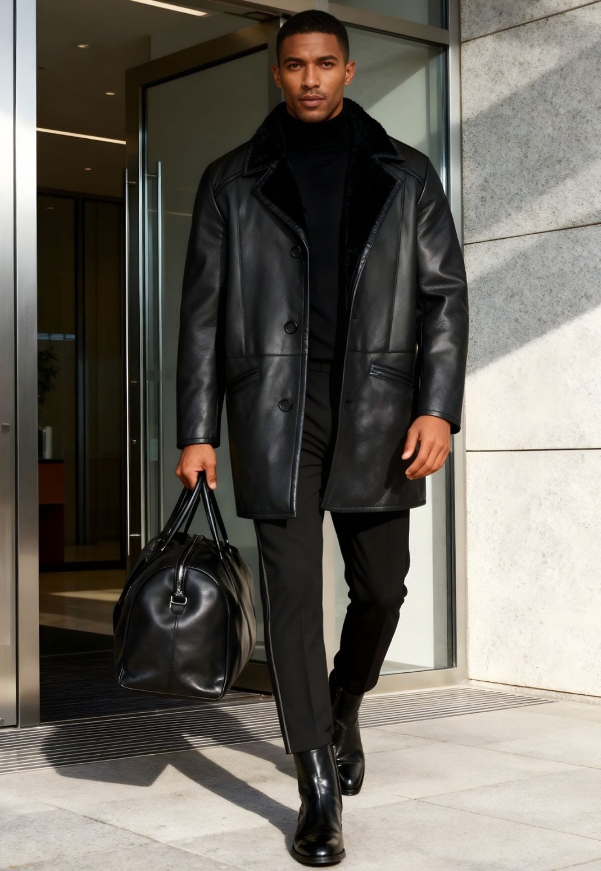 Hollert Wintermantel Lammfellmantel Antonio Schwarz günstig online kaufen