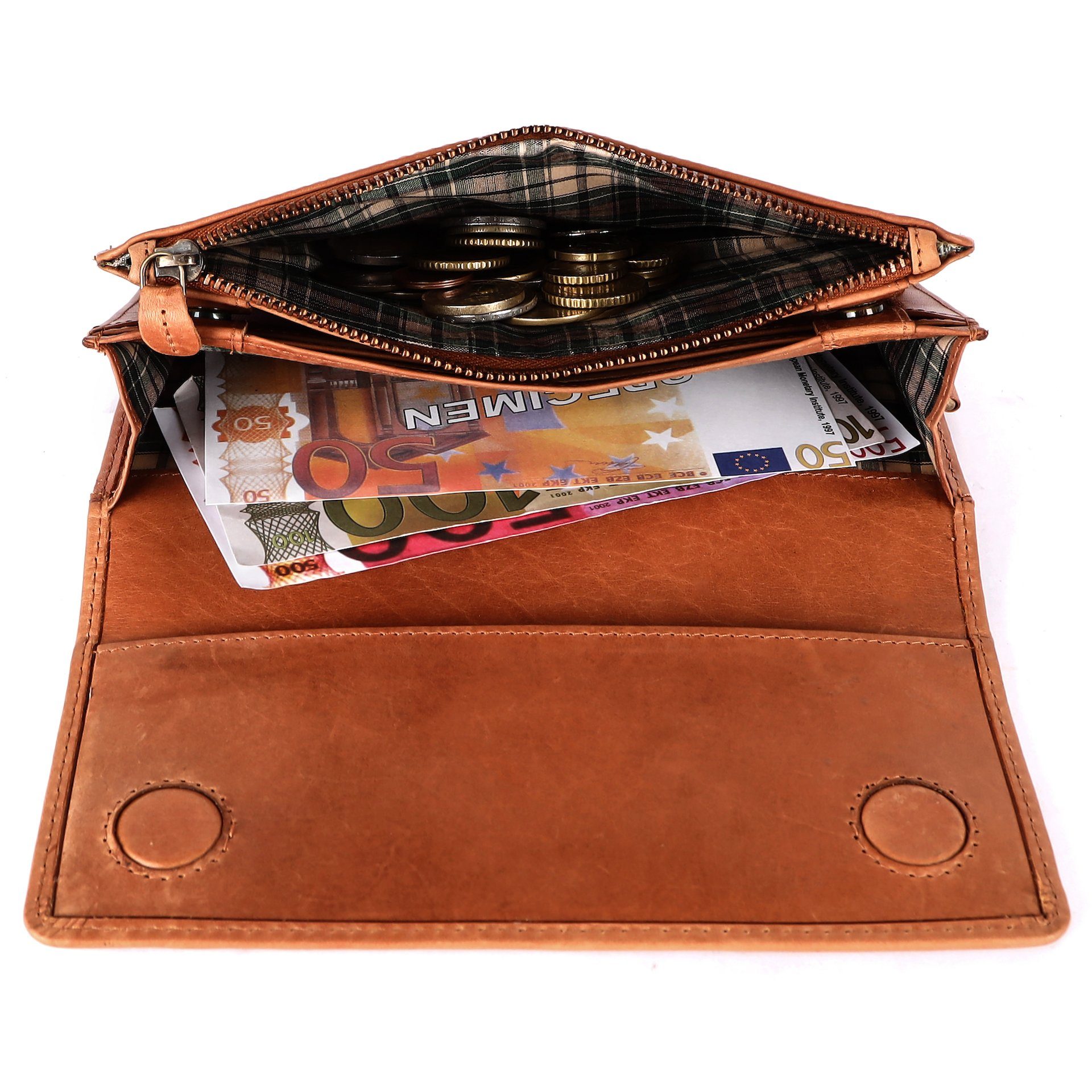 Benthill Geldbörse Damen Echt Leder Portemonnaie Groß RFID Vintage Geldbeutel XXL, RFID-Schutz Kartenfächer Münzfach Reißverschlussfach