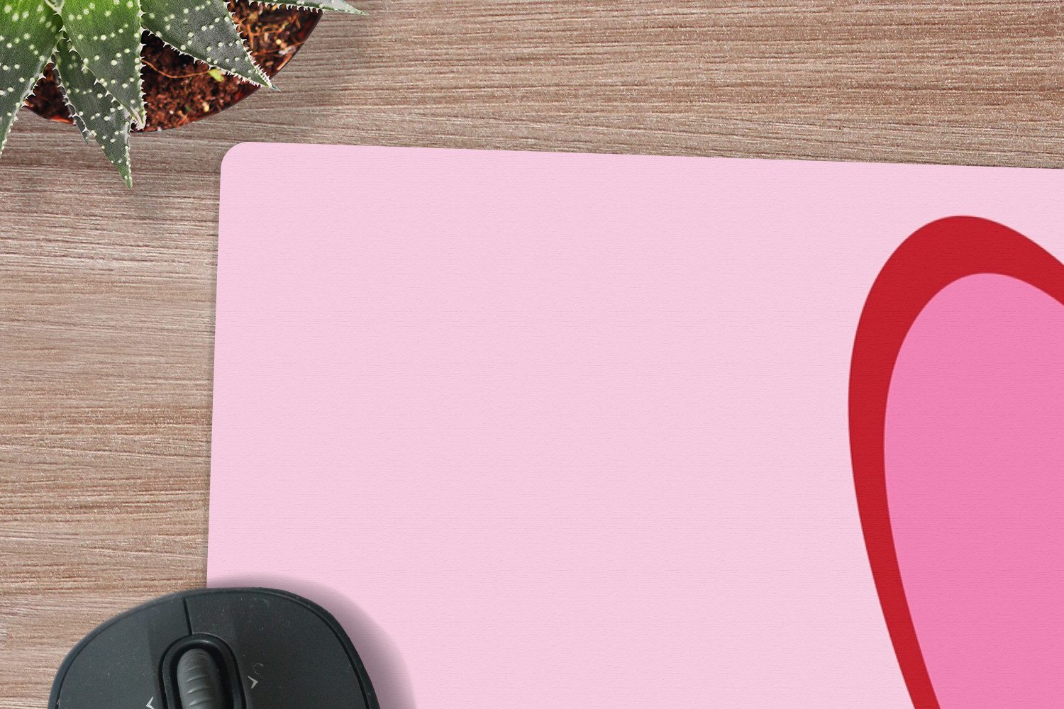MuchoWow Mauspad Herz - Französisch - Valentinstag - Rosa (1-St), Schreibtischunterlage, Mousepad Gaming XXL, Großes, 100x50 cm