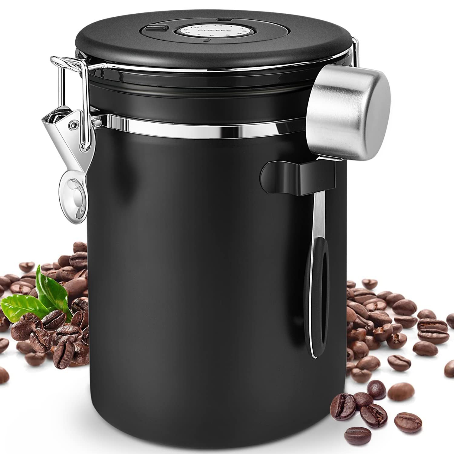 Kaffeedose 2,8L Kaffeebohnen Behälter aus Edelstahl,1kg Bohnen Vakuum Kaffee Dose