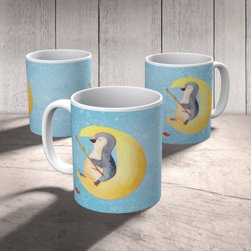 Mr. & Mrs. Panda Tasse Pinguin Mond - Eisblau - Geschenk, Süßigkeiten, Kaffeetasse, Schlafzi, Keramik, Einzigartiges Botschaft