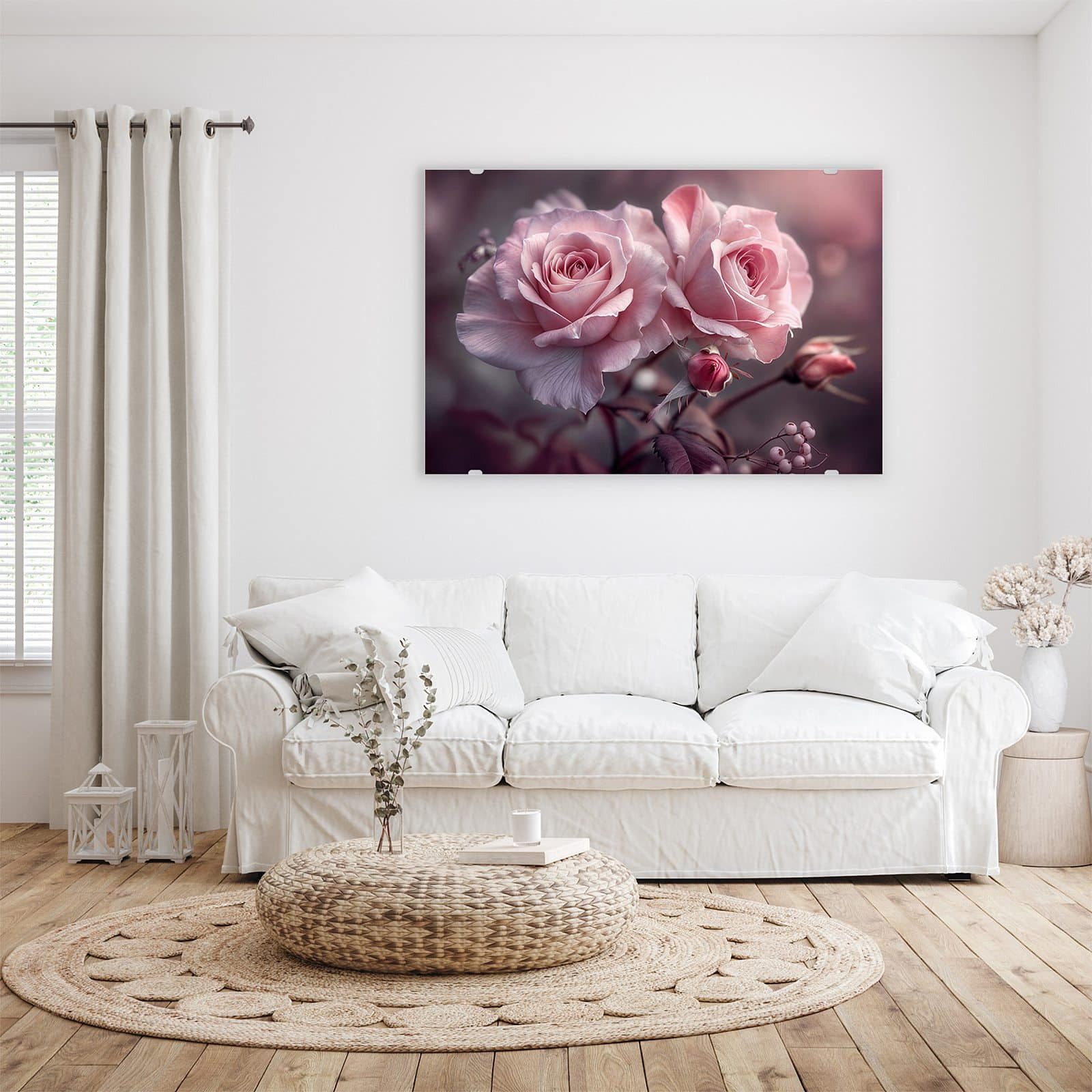 Primedeco Glasbild Wandbild Romantische Rosen mit Aufhängung, Blumen & Pfla günstig online kaufen