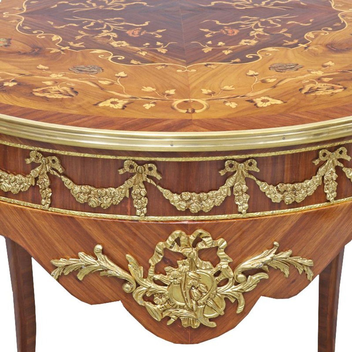 Barock cm Intarsien Beistelltisch - Beistelltisch Antik Möbel XVI / Tisch 76 Mahagoni x Gold H78 - Stil Padrino Casa Ludwig