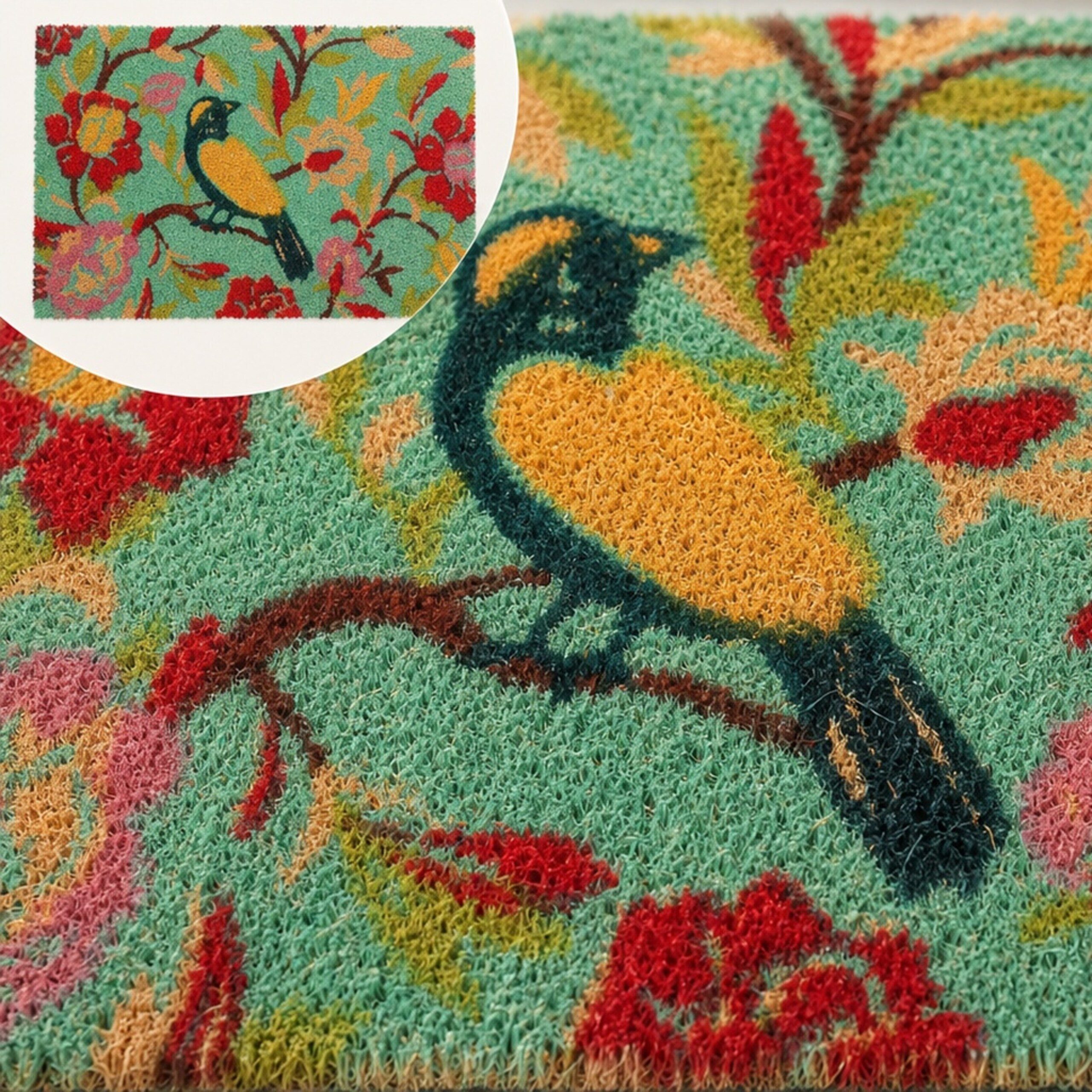 relaxdays Fußmatte Bunte Fußmatte mit Vogel-Motiv, Rechteckig, Höhe: 15 mm – Bild 4 von 5