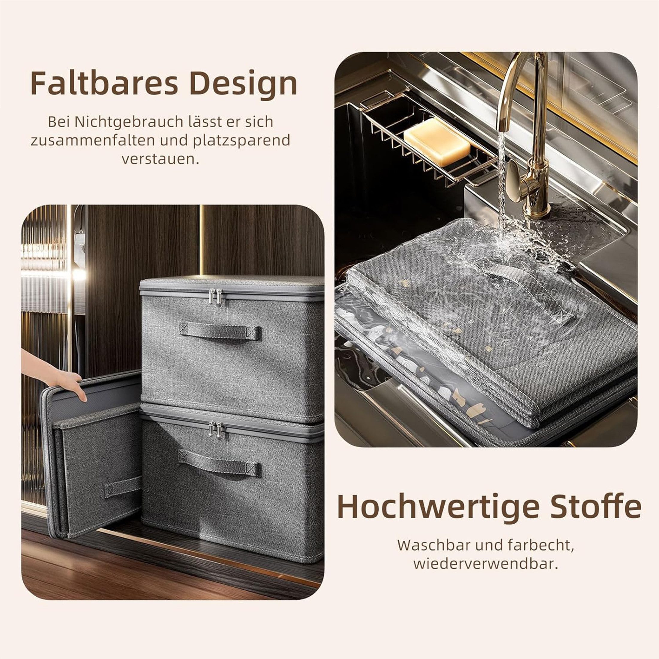 Luckice Aufbewahrungsbox Faltbare mit Deckel, Aufbewahrungsorganizer 45x30x30cm (Faltbarer Aufbewahrungsbehälter mit Deckel, Aufbewahrungsbox Veranstalter für S – Bild 3 von 5