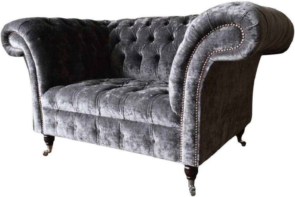 Xlmoebel Chesterfield-Sessel Eleganter Chesterfield Sessel aus hochwertigem Textil in Grau (1-St., Sessel), Hergestellt in Europa