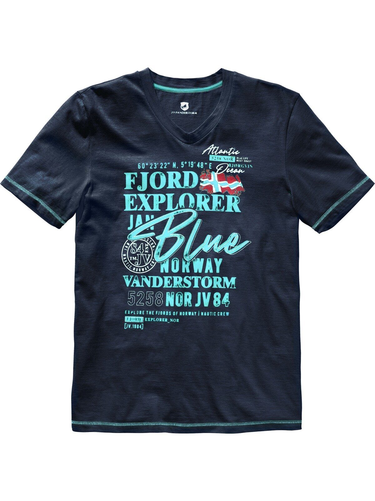 Jan Vanderstorm T-Shirt NORDGER aus dunkelblau Baumwolle reiner