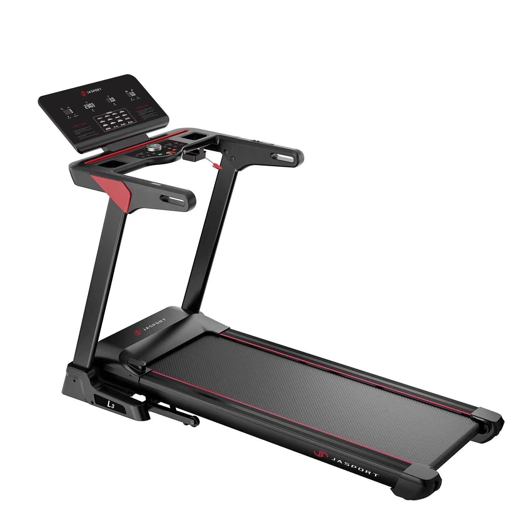 JASPORT Laufband L-Serie klappbar für Zuhause mit Steigung, Kinomap & Zwift (Einzelgerät, Elektrisches Laufband, klappbar, 20 km/h, 18 % Steigung, 134 × 48 cm), 27-Zoll-LED-Display, 4,0-PS-Motor, Bluetooth, 60+5 Programme, Handpuls