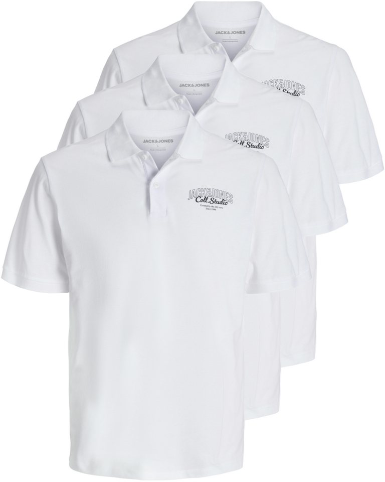 Jack & Jones Poloshirt (Spar-Set, 3er-Pack) mit besticktem Logo