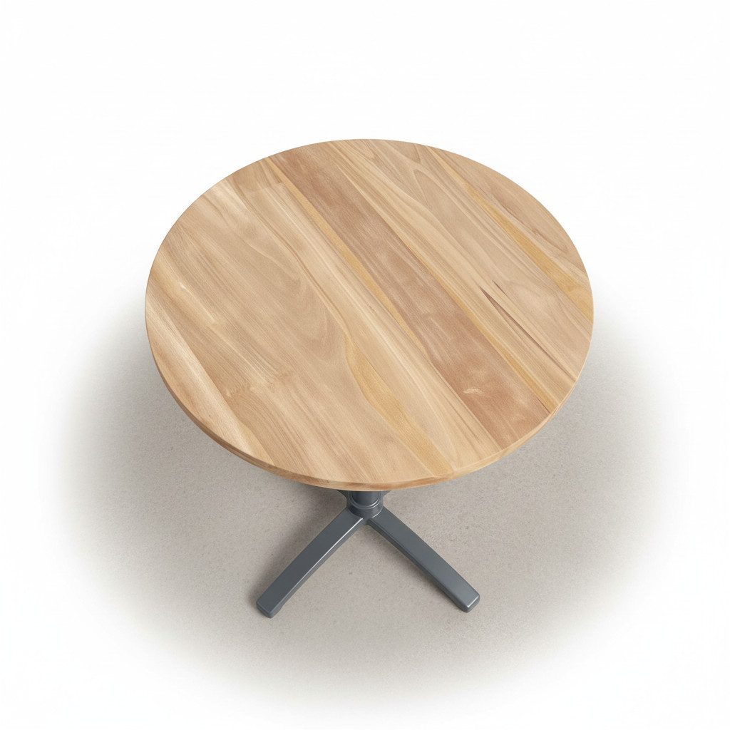 Strandkorb-King Anbautisch Teakholz INDOOR Tischplatte rund 70cm – 2,5 cm, handgefertigt