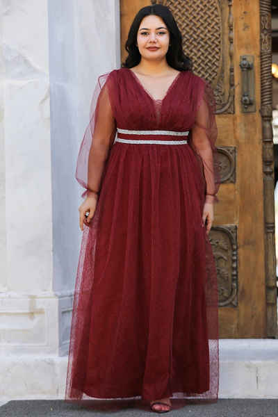 Modabout Abendkleid Langes Abendkleid Maxikleid für große Größen - NELB0588D5160BRD (1-tlg)
