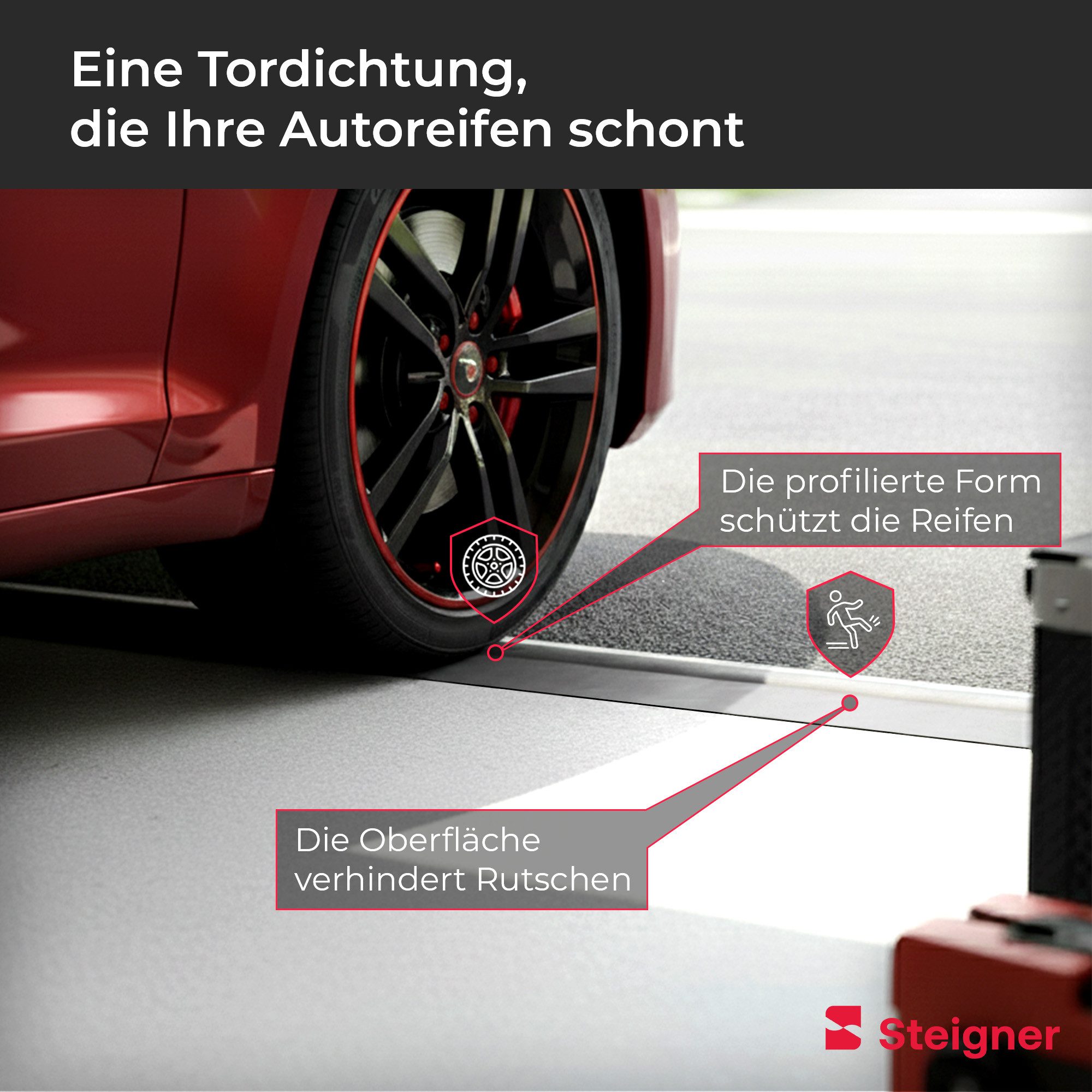 STEIGNER Dichtungsband Garagentor Bodenabdichtung 1m aus EPDM 112mm x 21mm SGD02, Schwellendichtungsset mit 1x Montagekleber, Türdichtung – Bild 4 von 5
