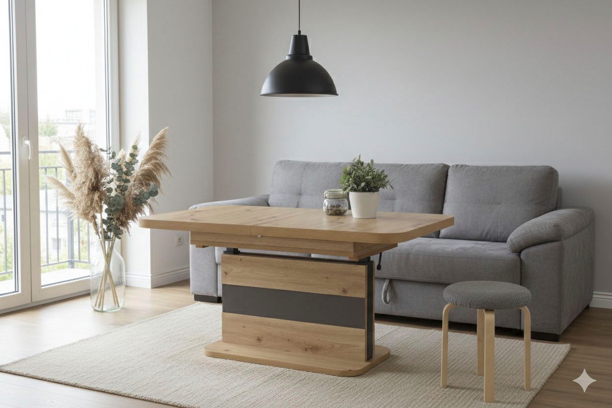 HELA Couchtisch, mit Funktion, ausziehbar und höhenverstellbar