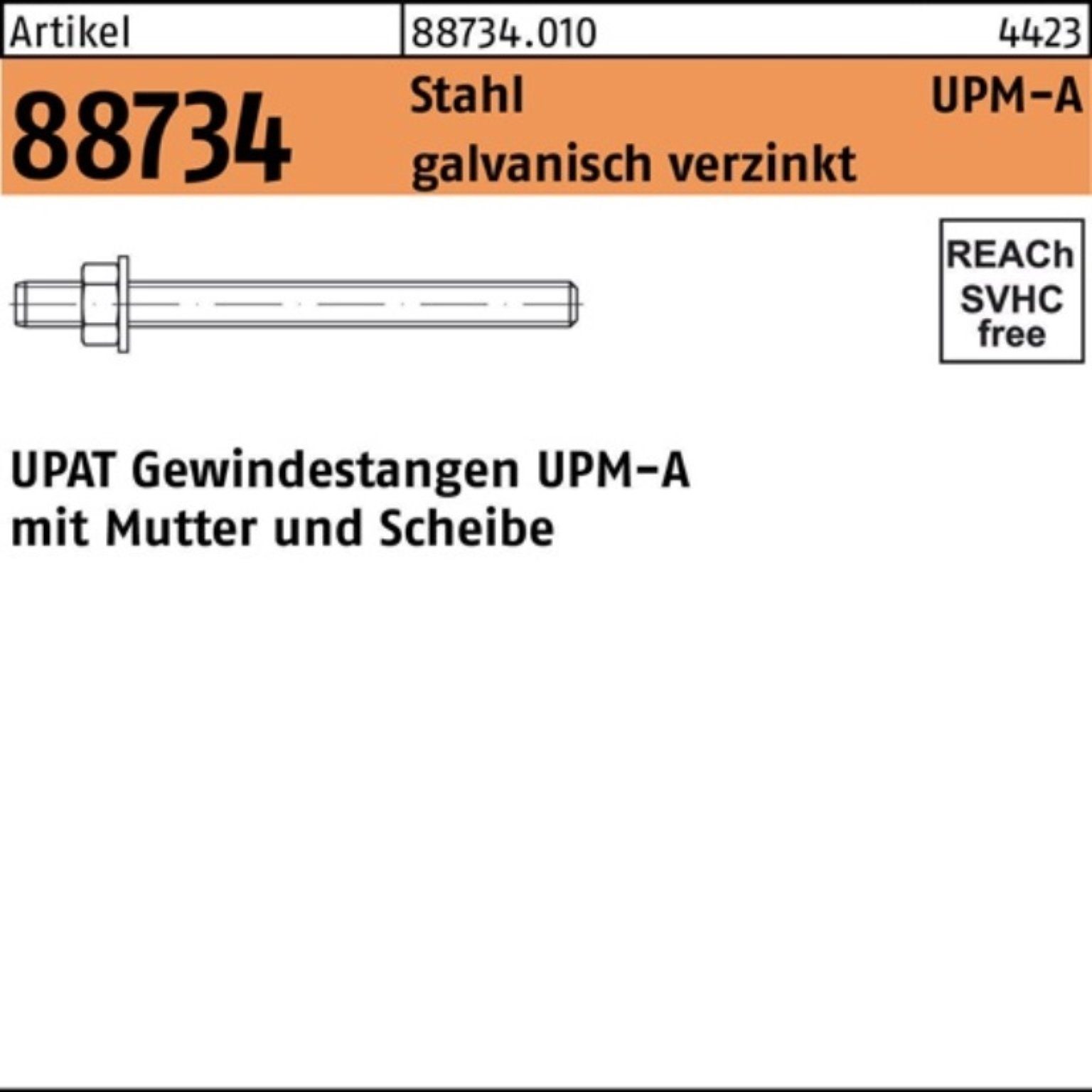 Upat Gewindestange 100er Pack UPAT 088734001000080110 Ankerstange R 88734 UPM-A M 8/110 S