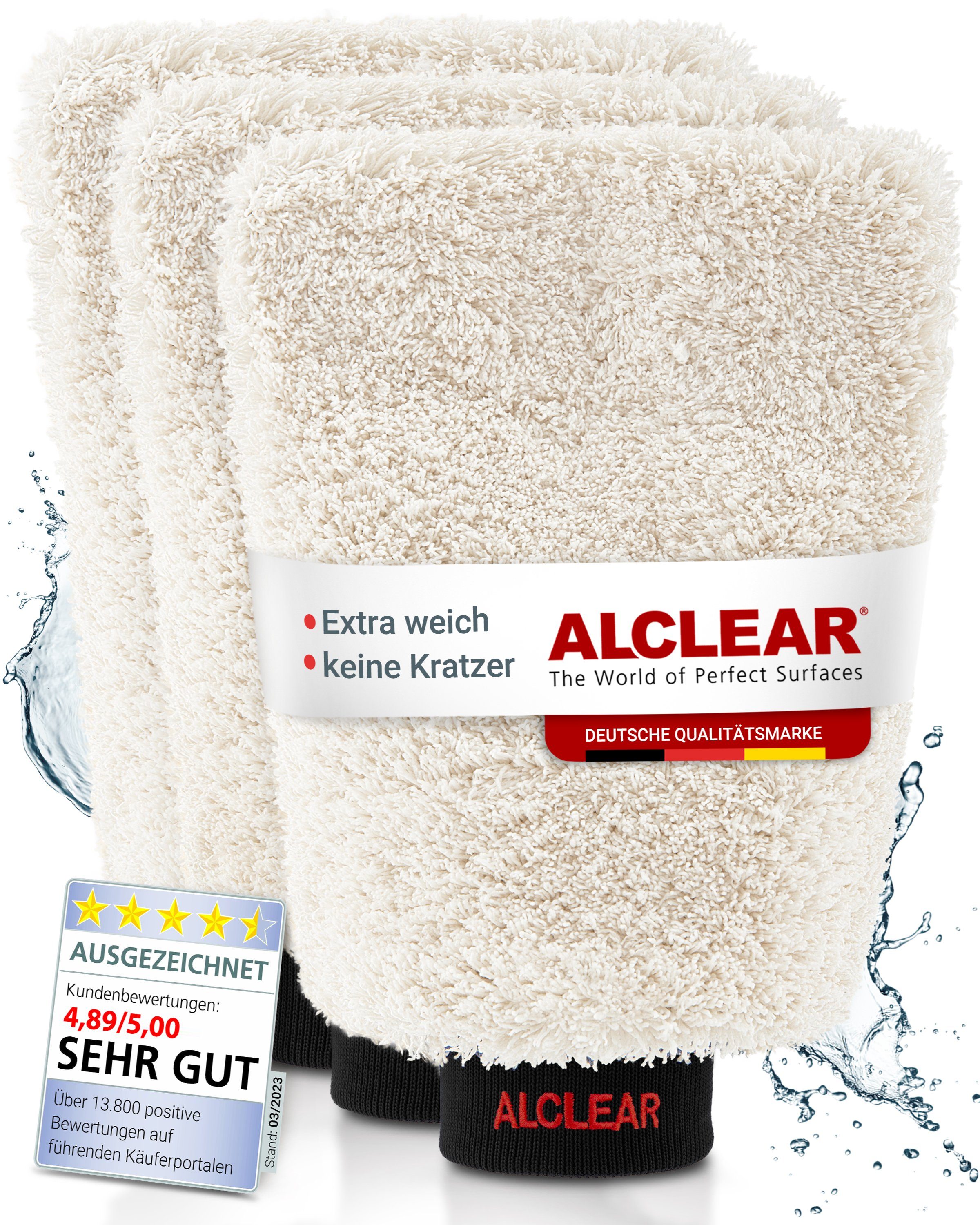 ALCLEAR 950013WH Ultraweicher Waschhandschuh, Mikrofasertuch Mikrofaser saugstark Auto