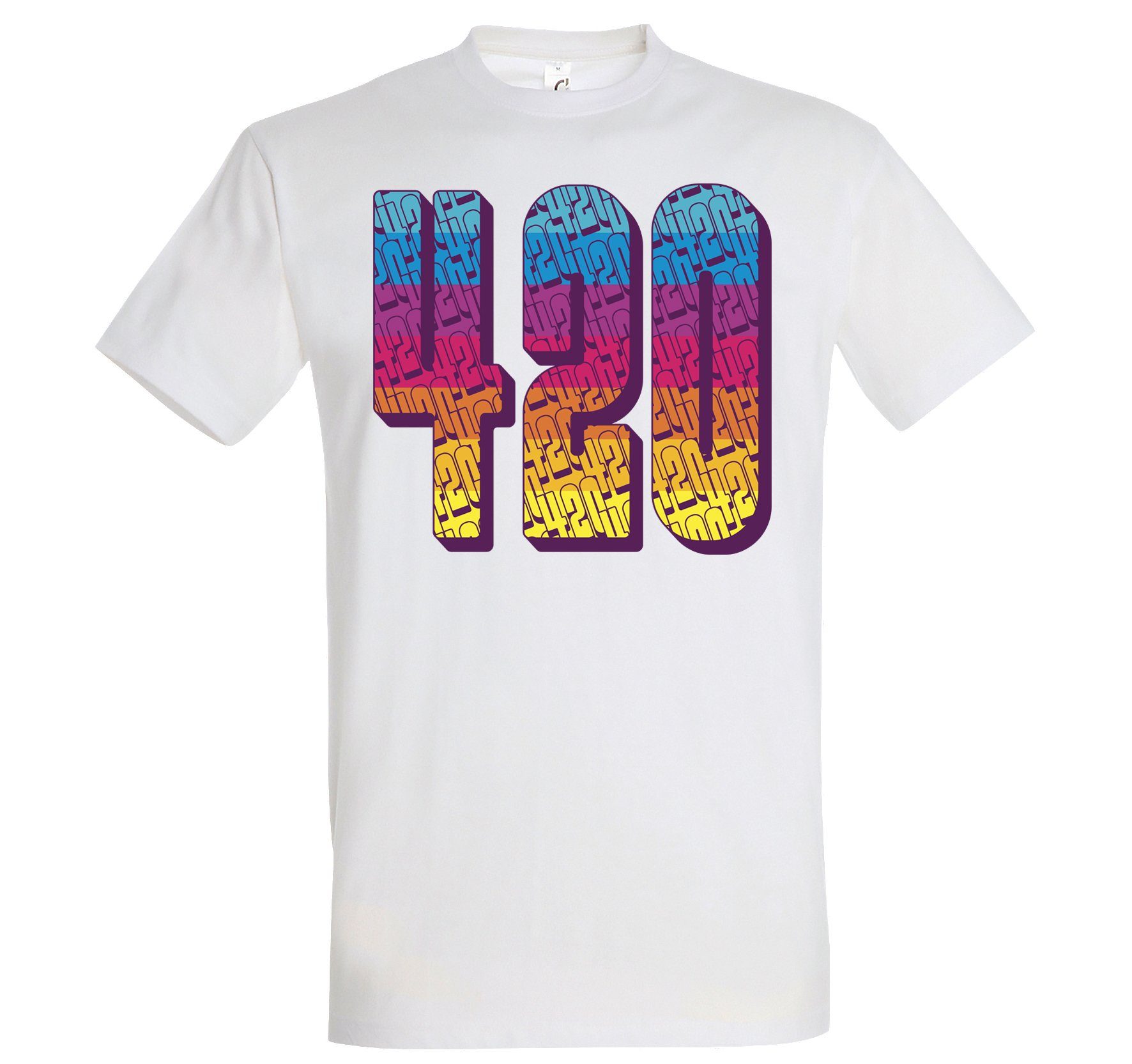 Trendigem Frontdruck Herren Regenbogen Youth Weiss T-Shirt mit T-Shirt 420 Designz
