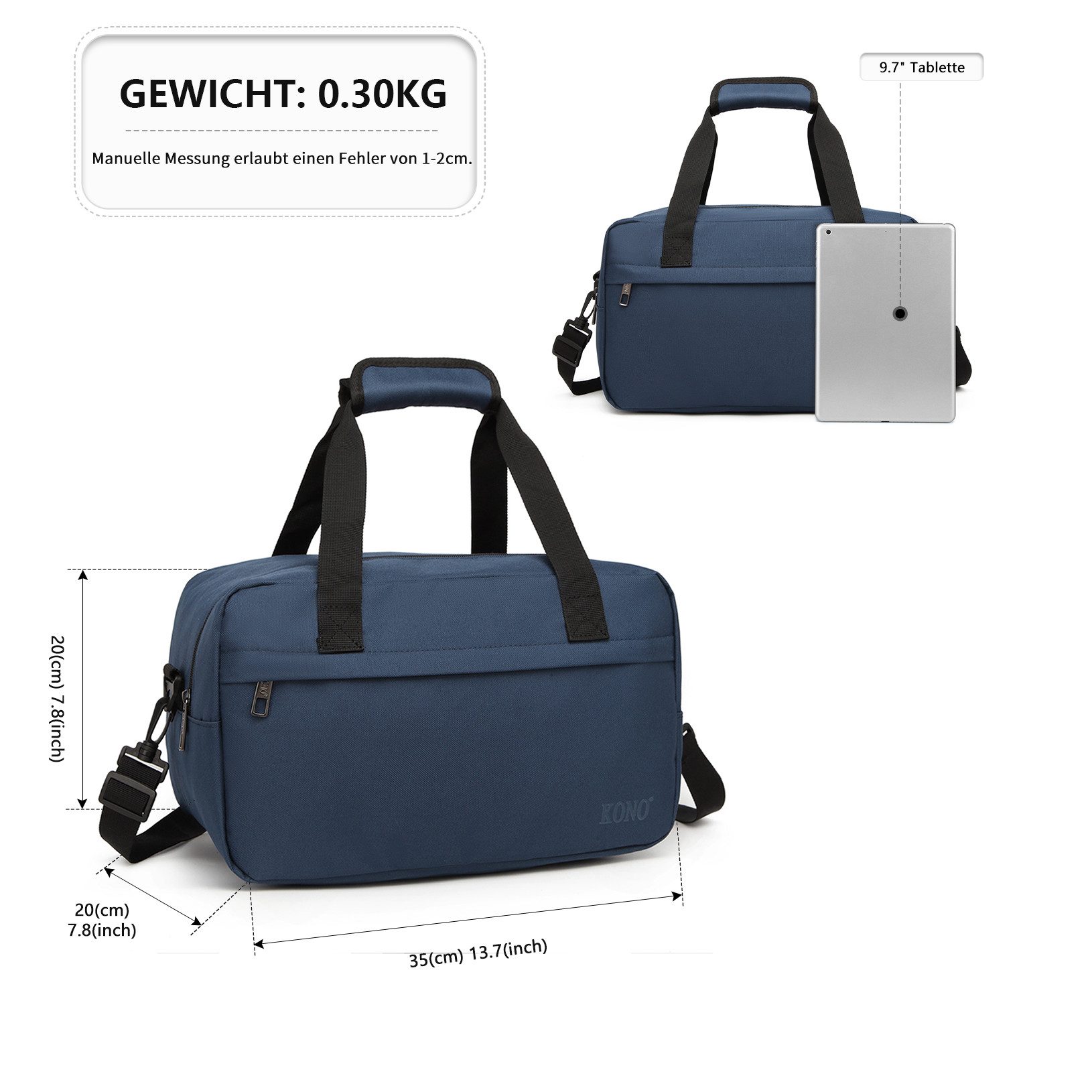 KONO Reisetasche Handgepäck Tasche Unisex Gym Henkeltasche Weekender günstig online kaufen