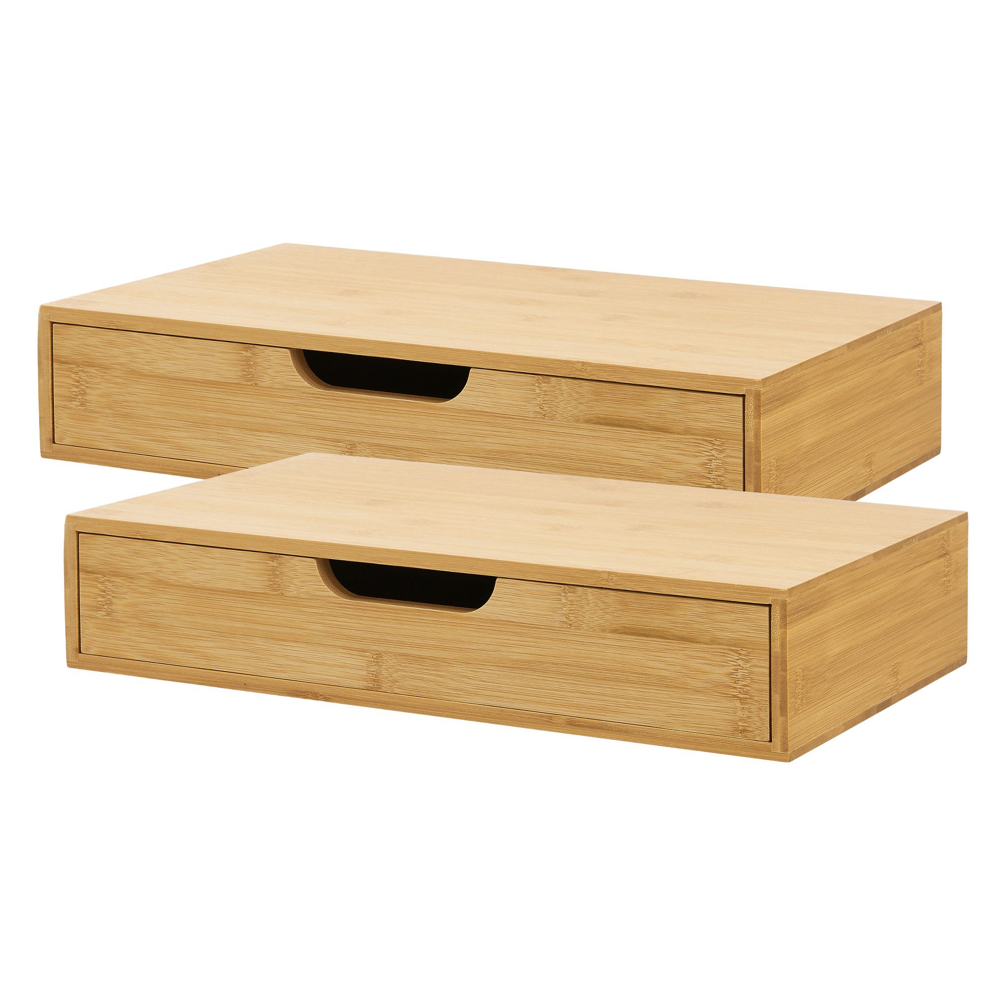 en.casa Wandregal, »Bokn« mit Schublade 40x24x8 cm Bambus günstig online kaufen