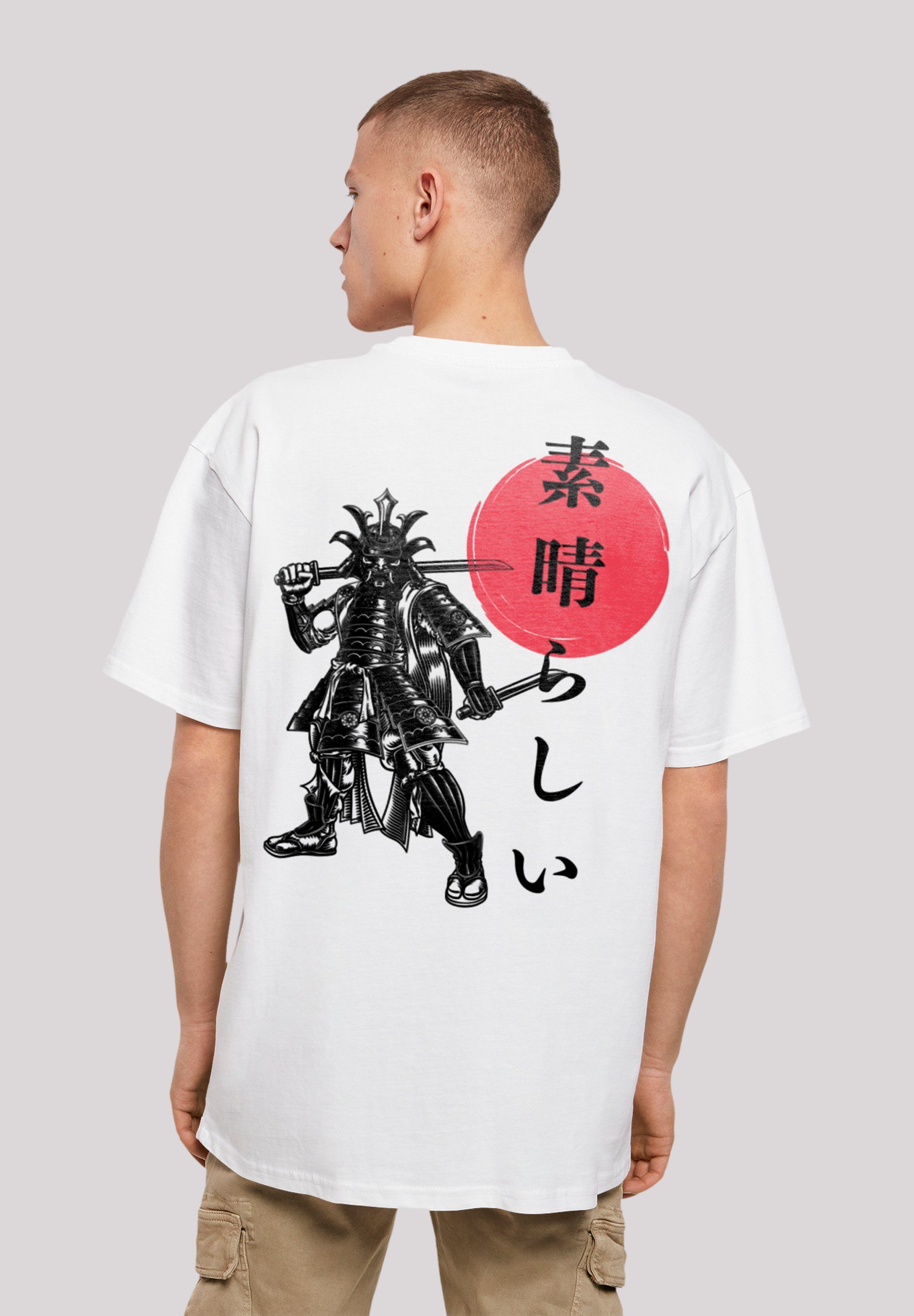 F4NT4STIC T-Shirt Samurai Japan Grafik Print weiß