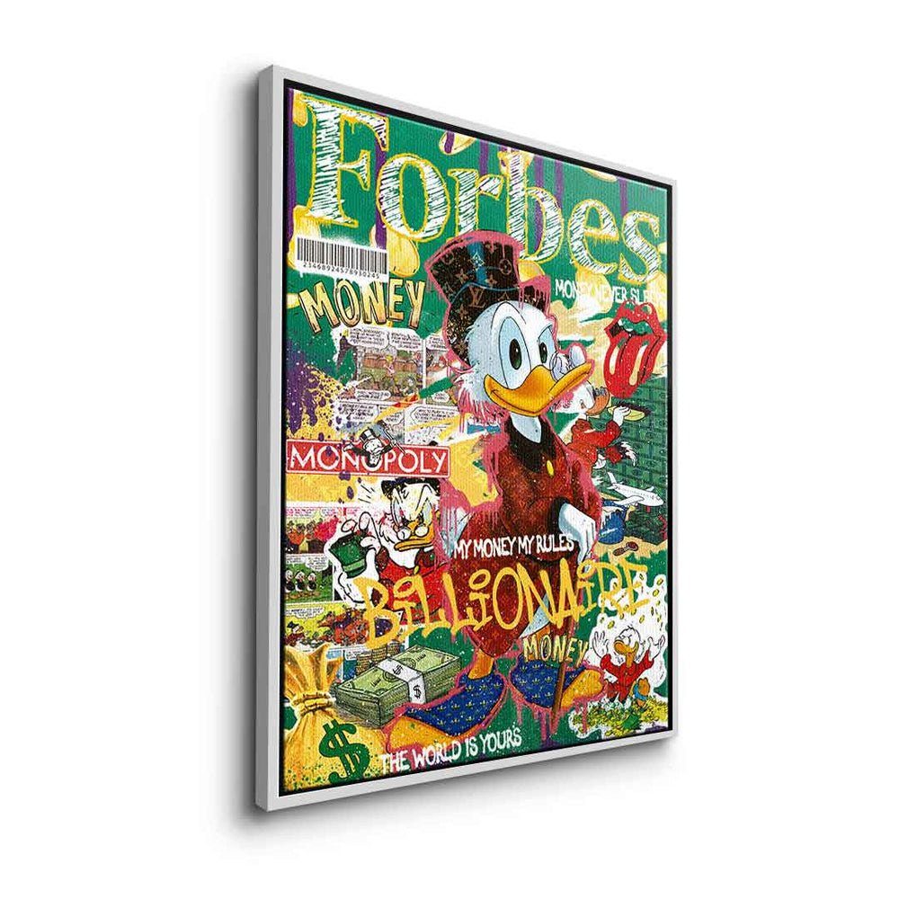 Art Rahmen Pop Dagobert Duck DOTCOMCANVAS Comic Forbes Leinwandbild collage Leinwandbild, ohne DOTCOMCANVAS®